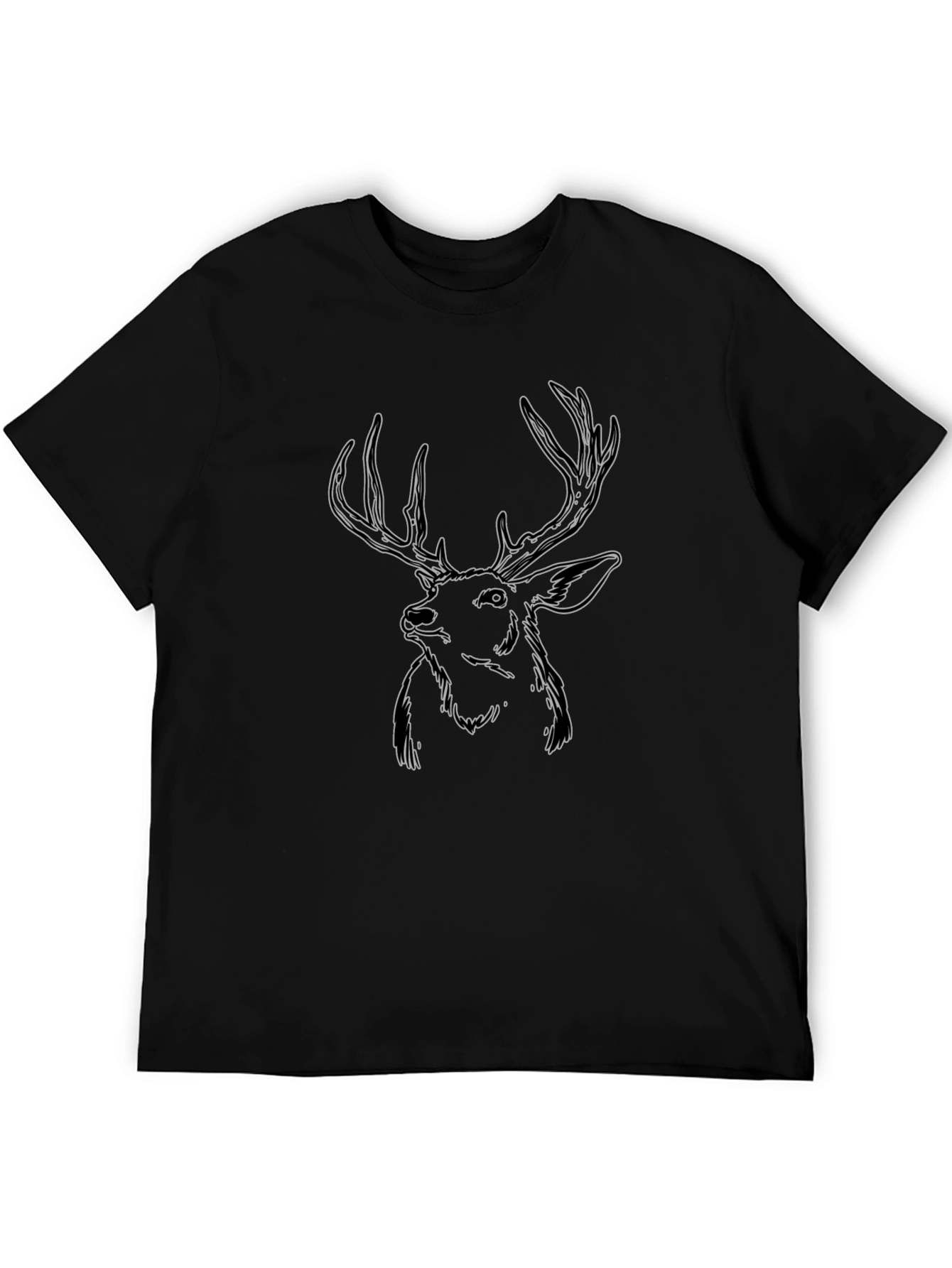 Deer Outline Graphic T-Shirt - Black