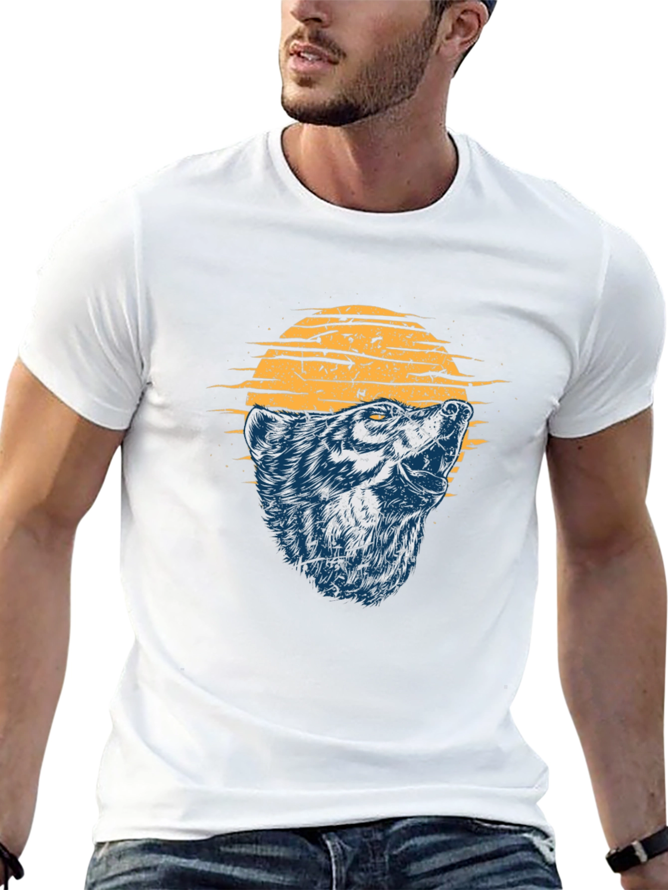 Wolf Graphic Print T-Shirt - Black