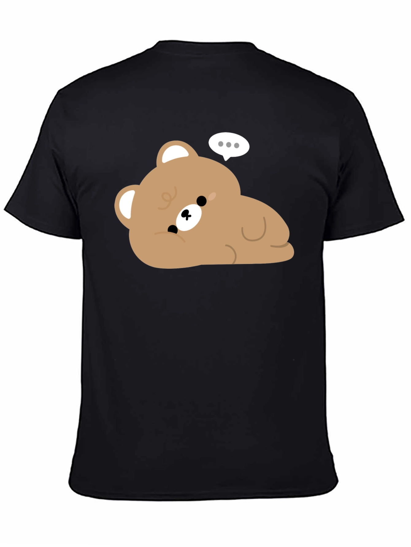 Cute Cartoon Bear Graphic Black T-Shirt