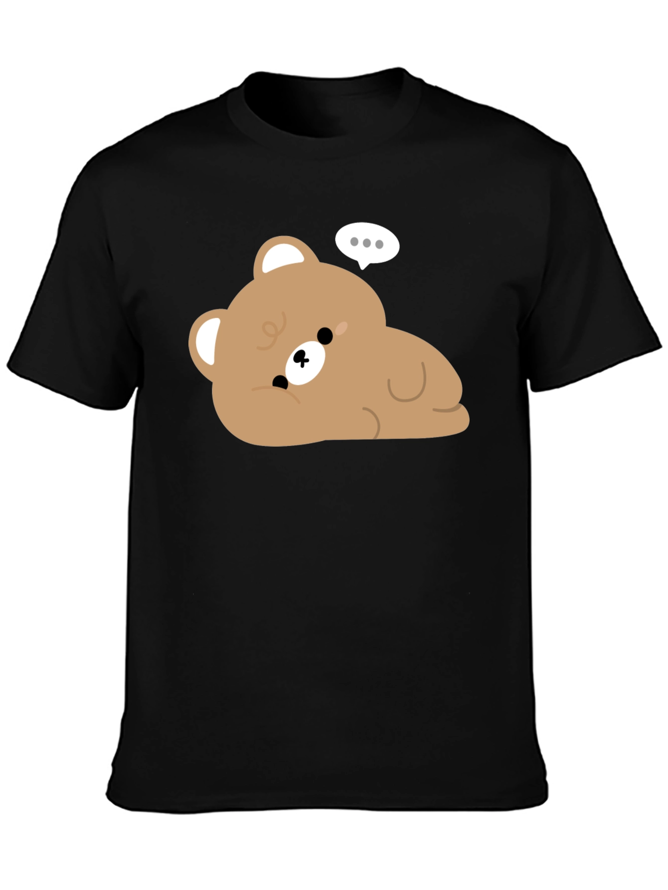 Cute Cartoon Bear Graphic Black T-Shirt