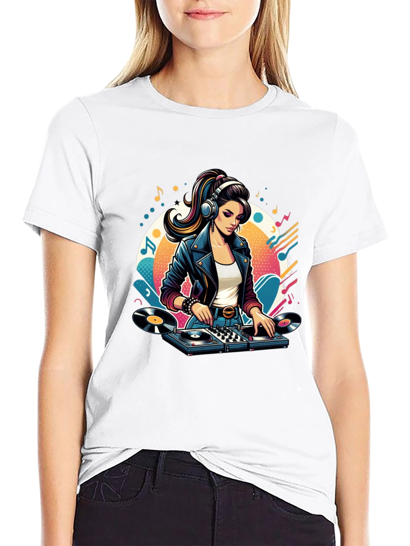 DJ Girl Graphic Tee - Retro Style