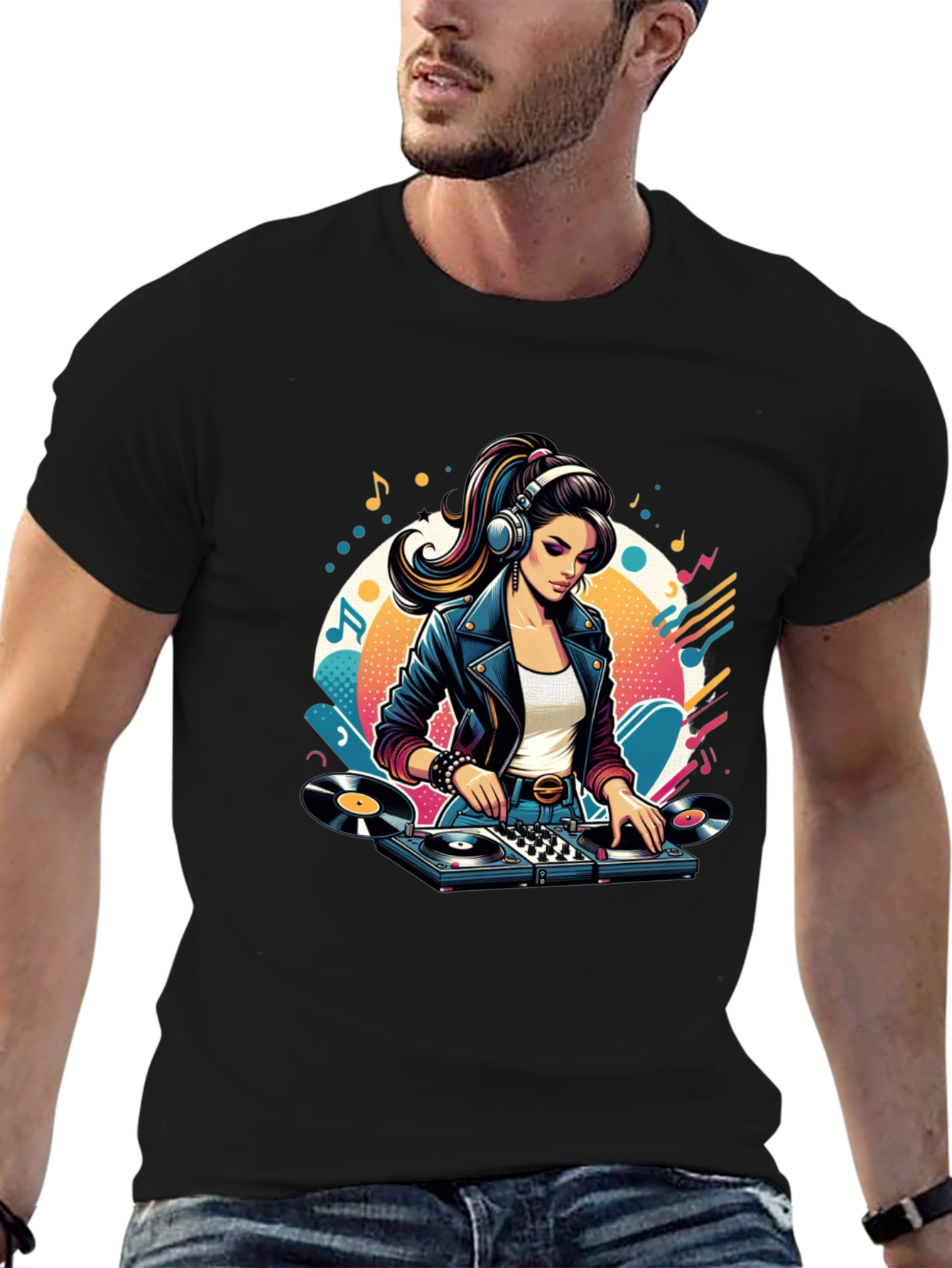 DJ Girl Graphic Tee - Retro Style
