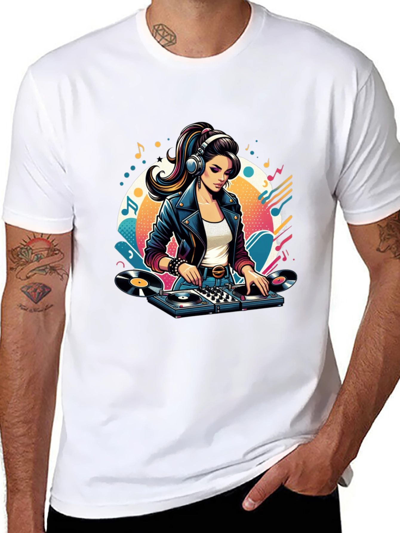 DJ Girl Graphic Tee - Retro Style
