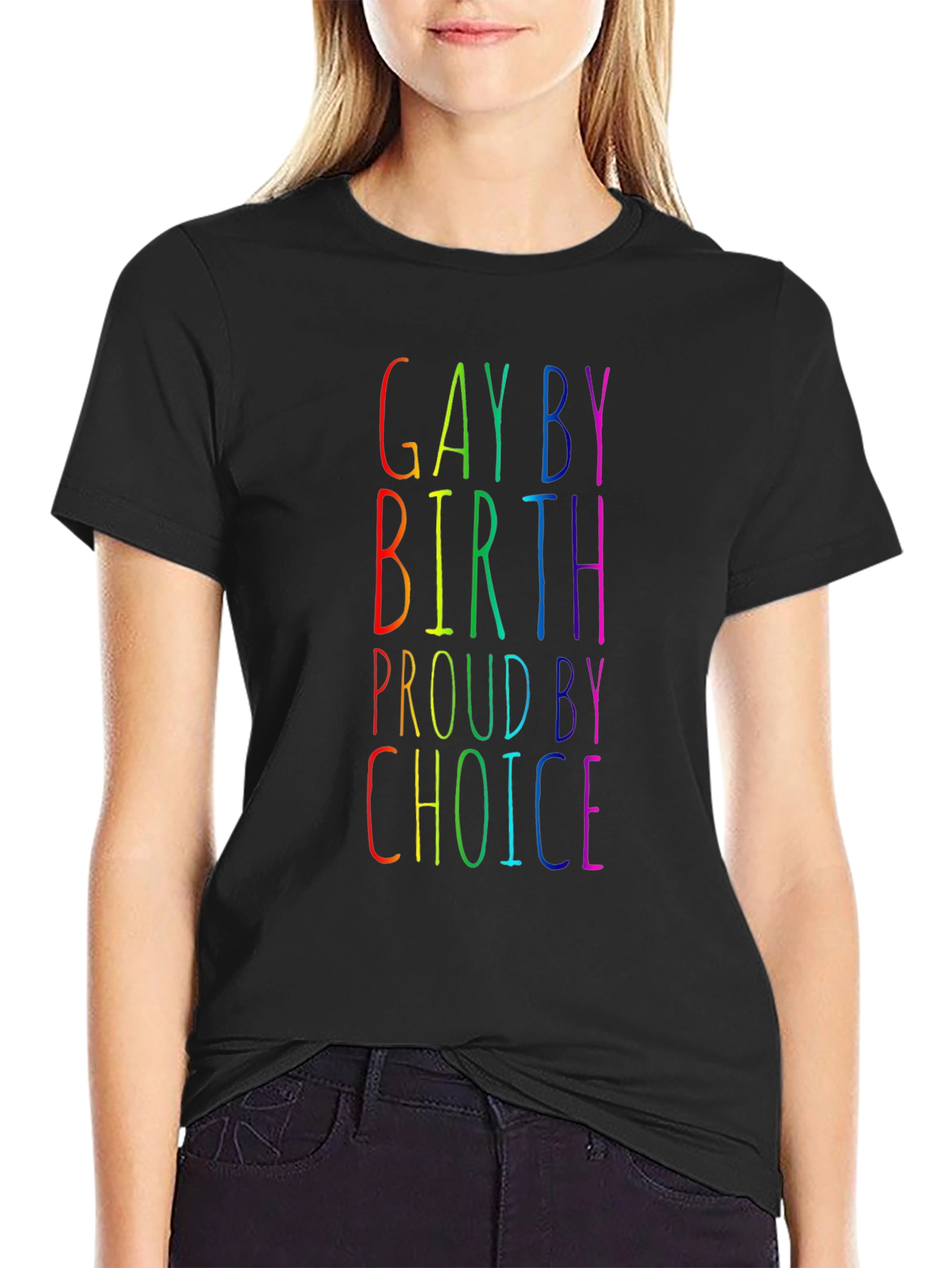 Gay By Birth Proud By Choice Rainbow Tee