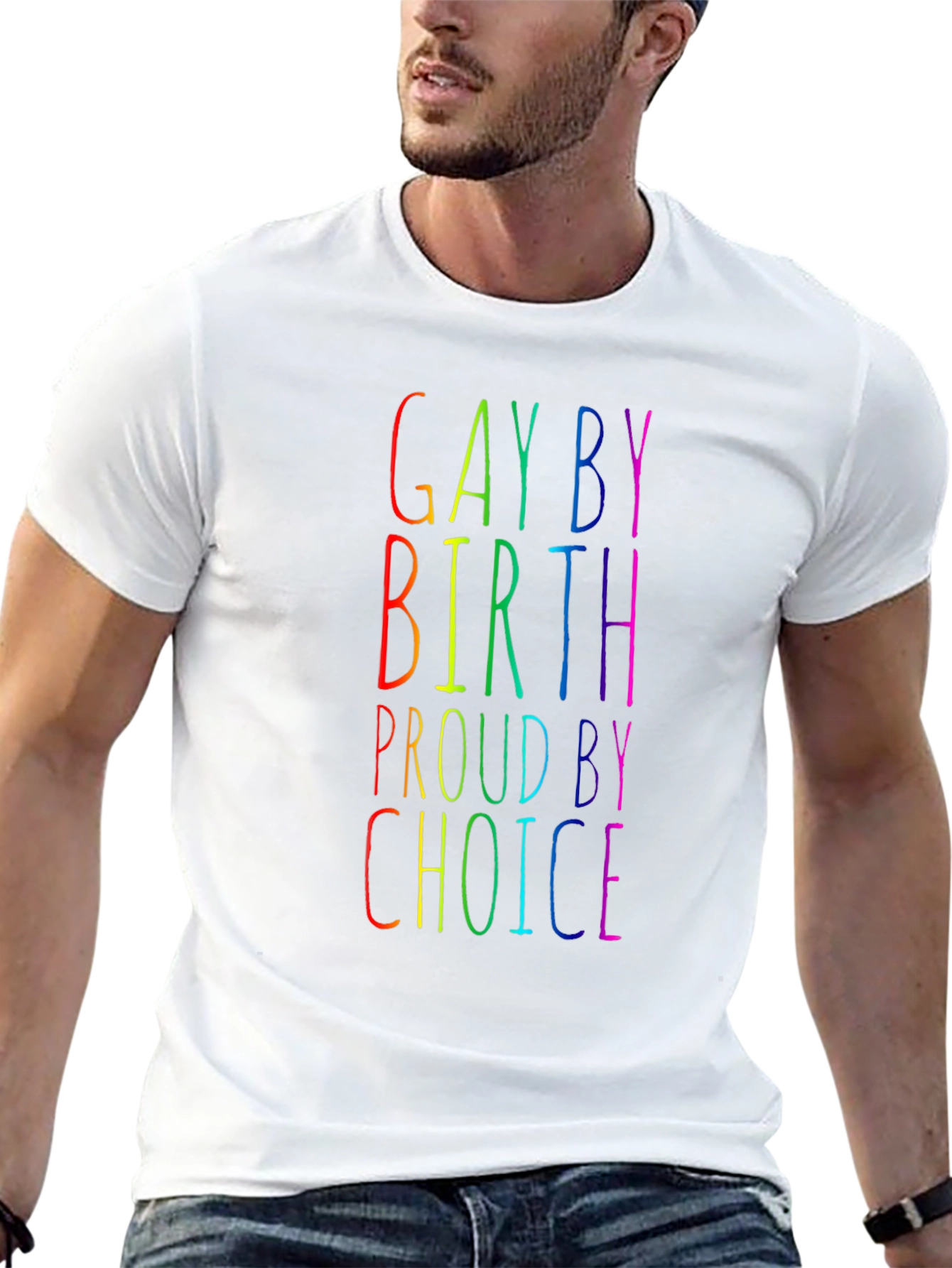 Gay By Birth Proud By Choice Rainbow Tee