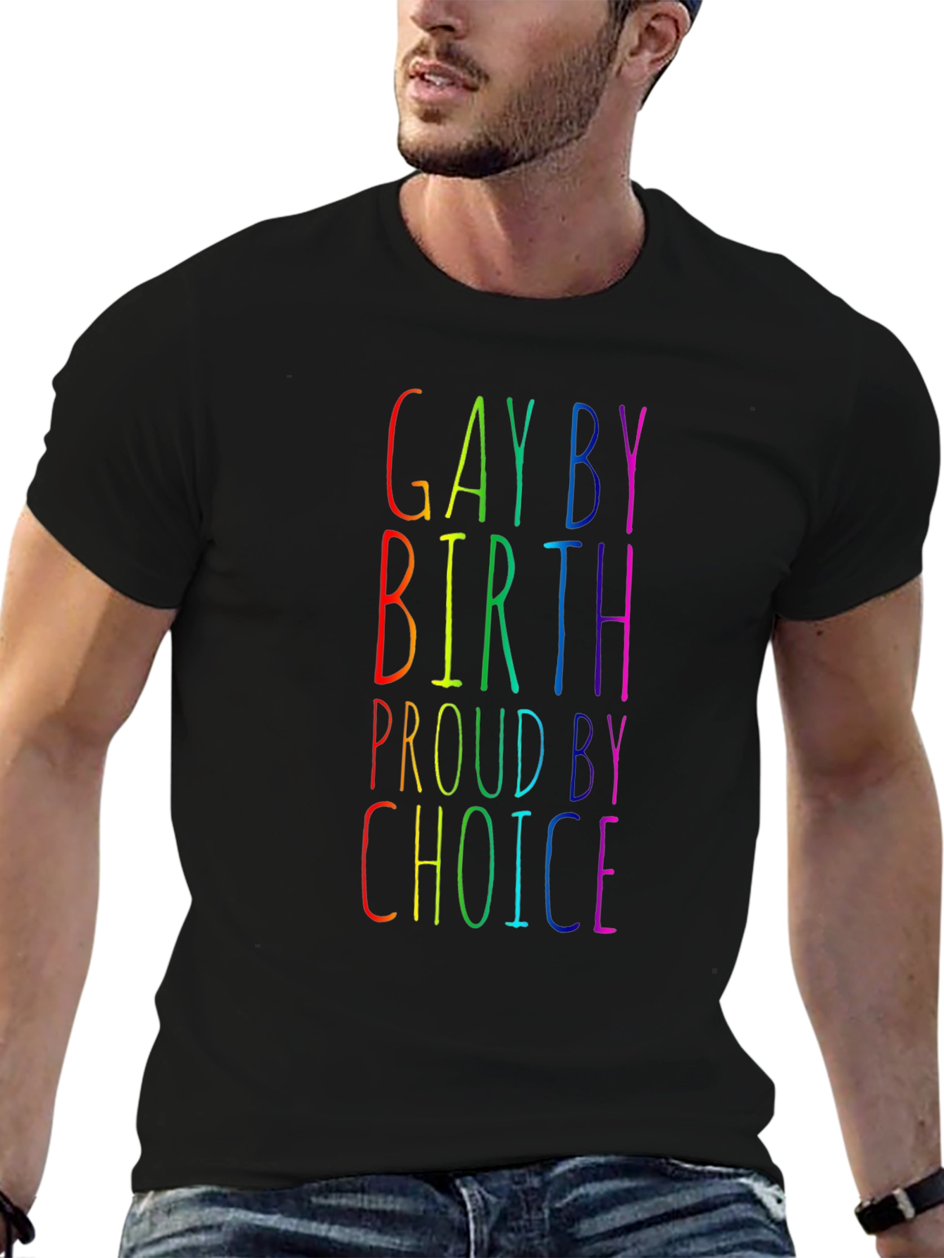 Gay By Birth Proud By Choice Rainbow Tee