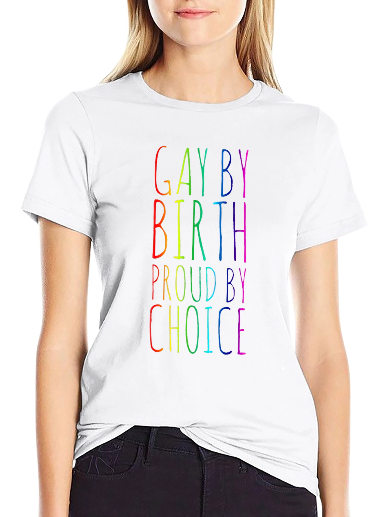 Gay By Birth Proud By Choice Rainbow Tee