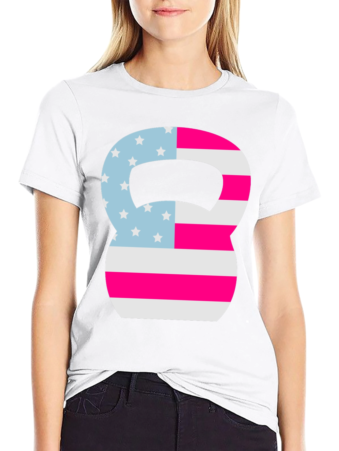 Patriotic Kettlebell Graphic Tee - Fitness USA Flag Shirt