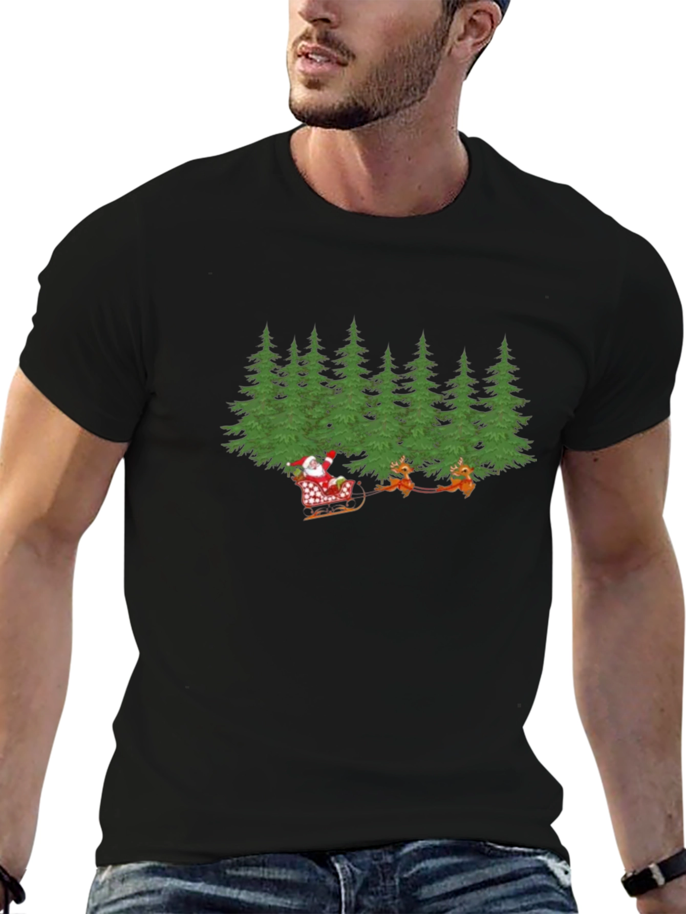 Festive Christmas T-Shirt: Santa in Sleigh Design