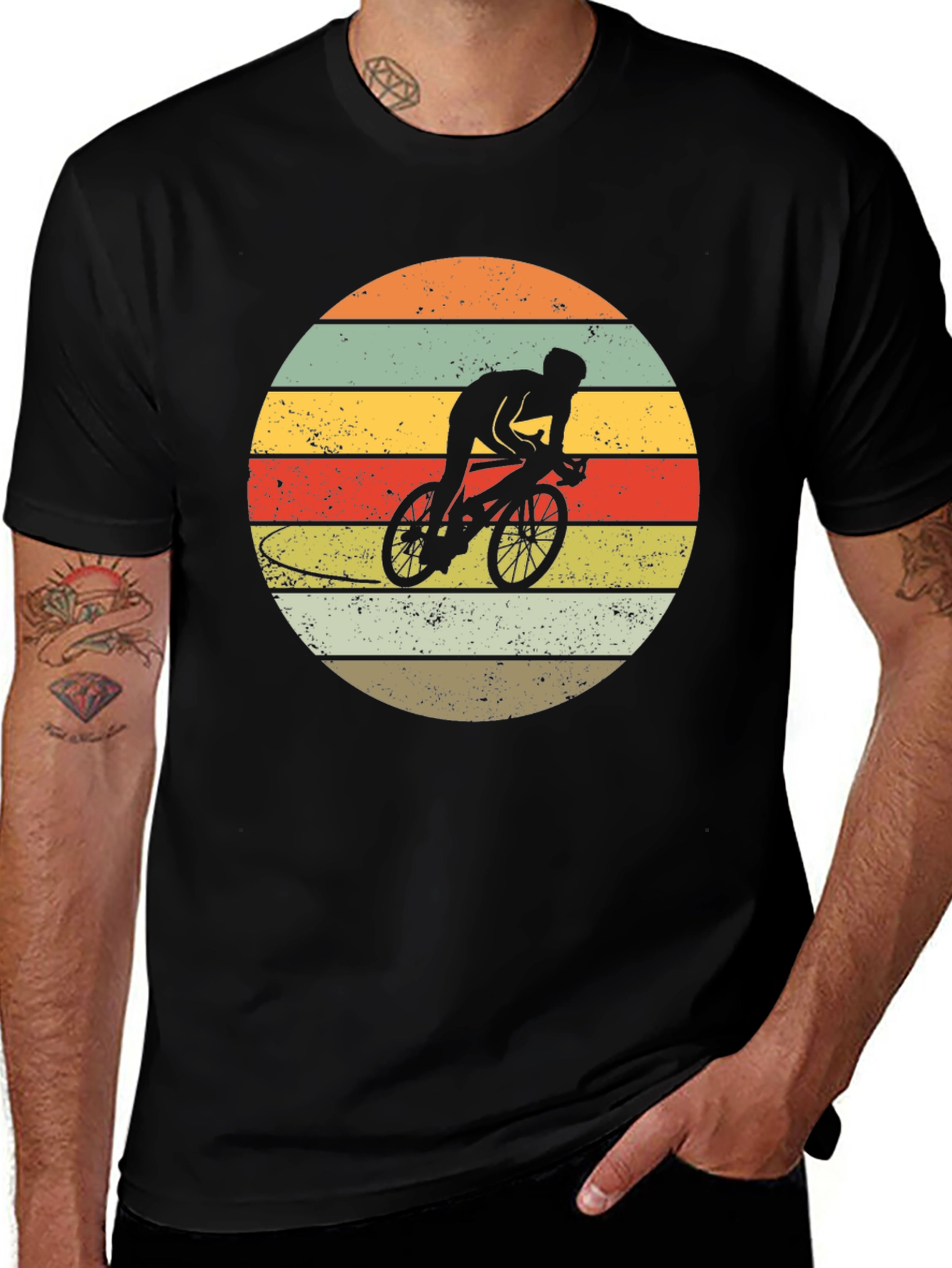 Retro Cyclist Sunset Graphic Tee