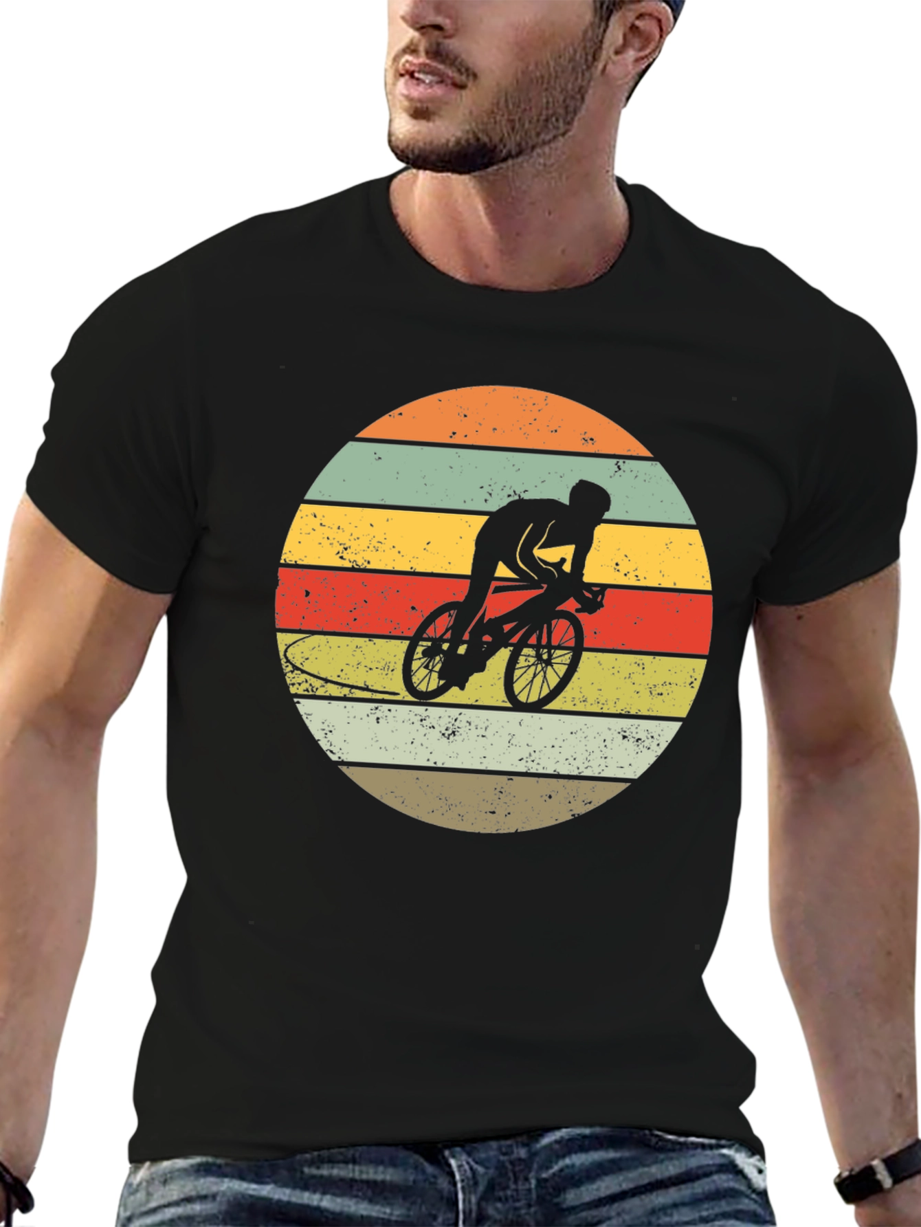 Retro Cyclist Sunset Graphic Tee