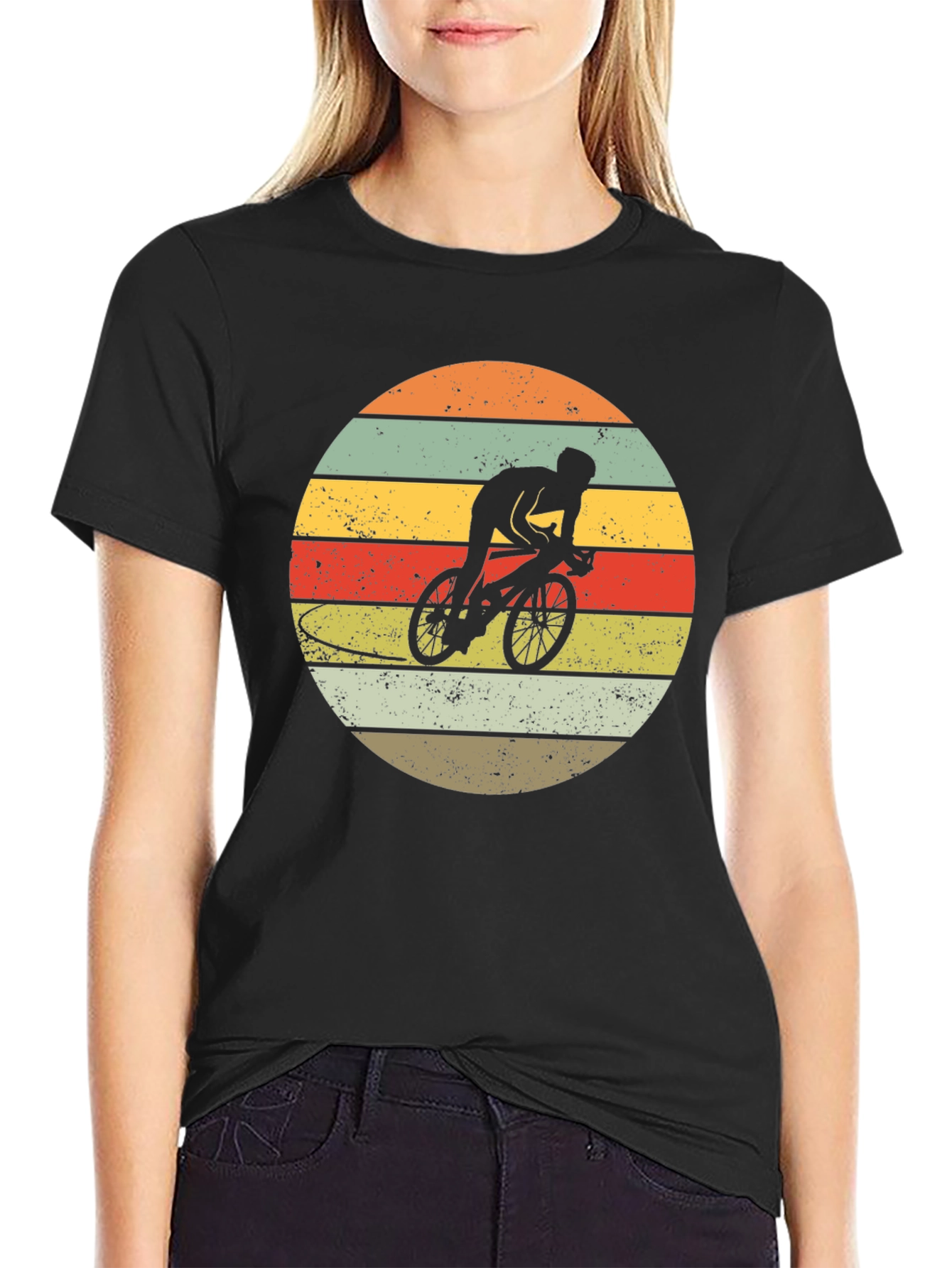 Retro Cyclist Sunset Graphic Tee