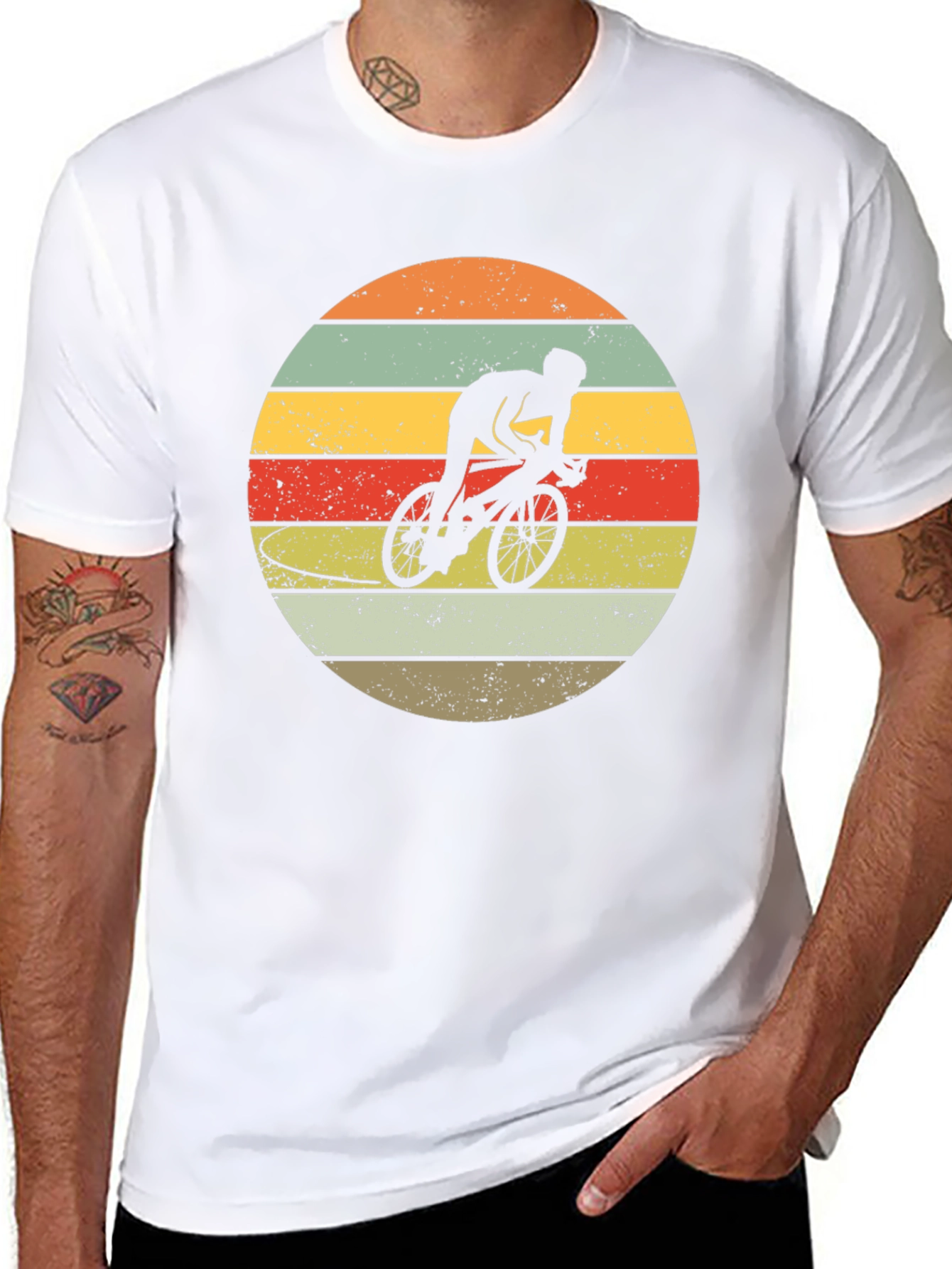 Retro Cyclist Sunset Graphic Tee