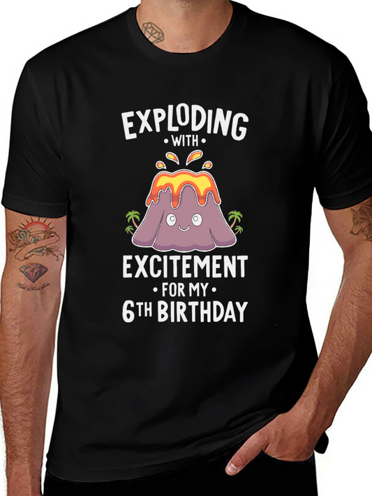 Exploding 6th Birthday Volcano T-Shirt