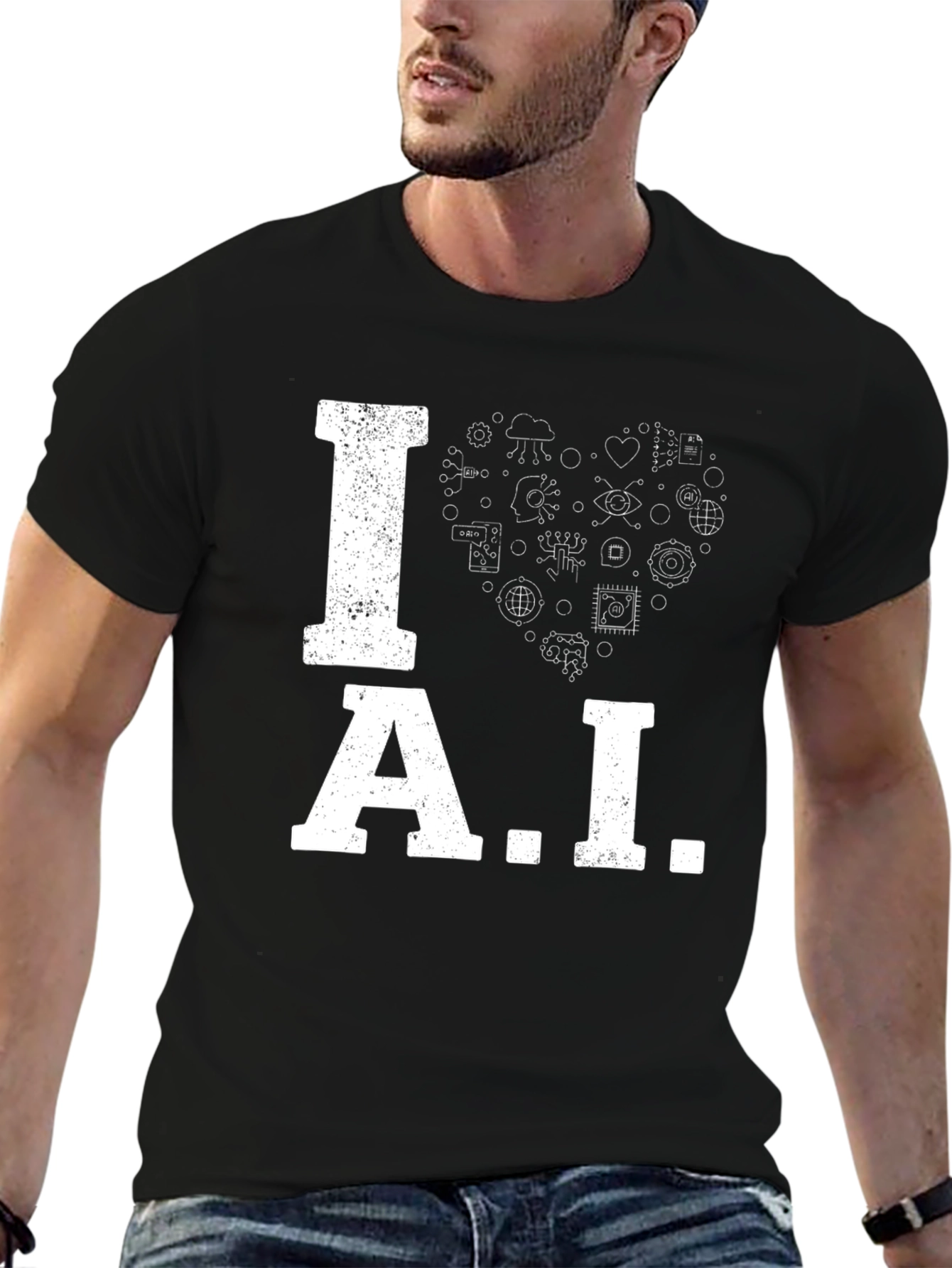 I Heart AI Graphic Tee - Black