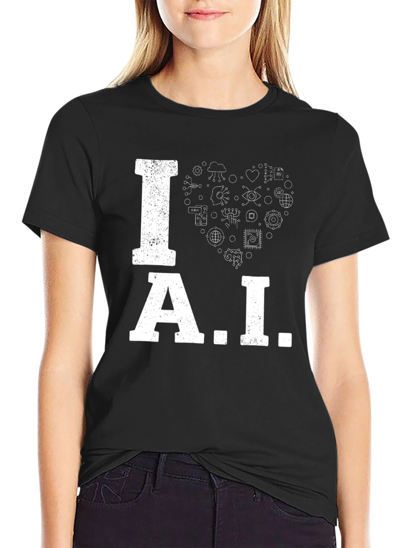 I Heart AI Graphic Tee - Black
