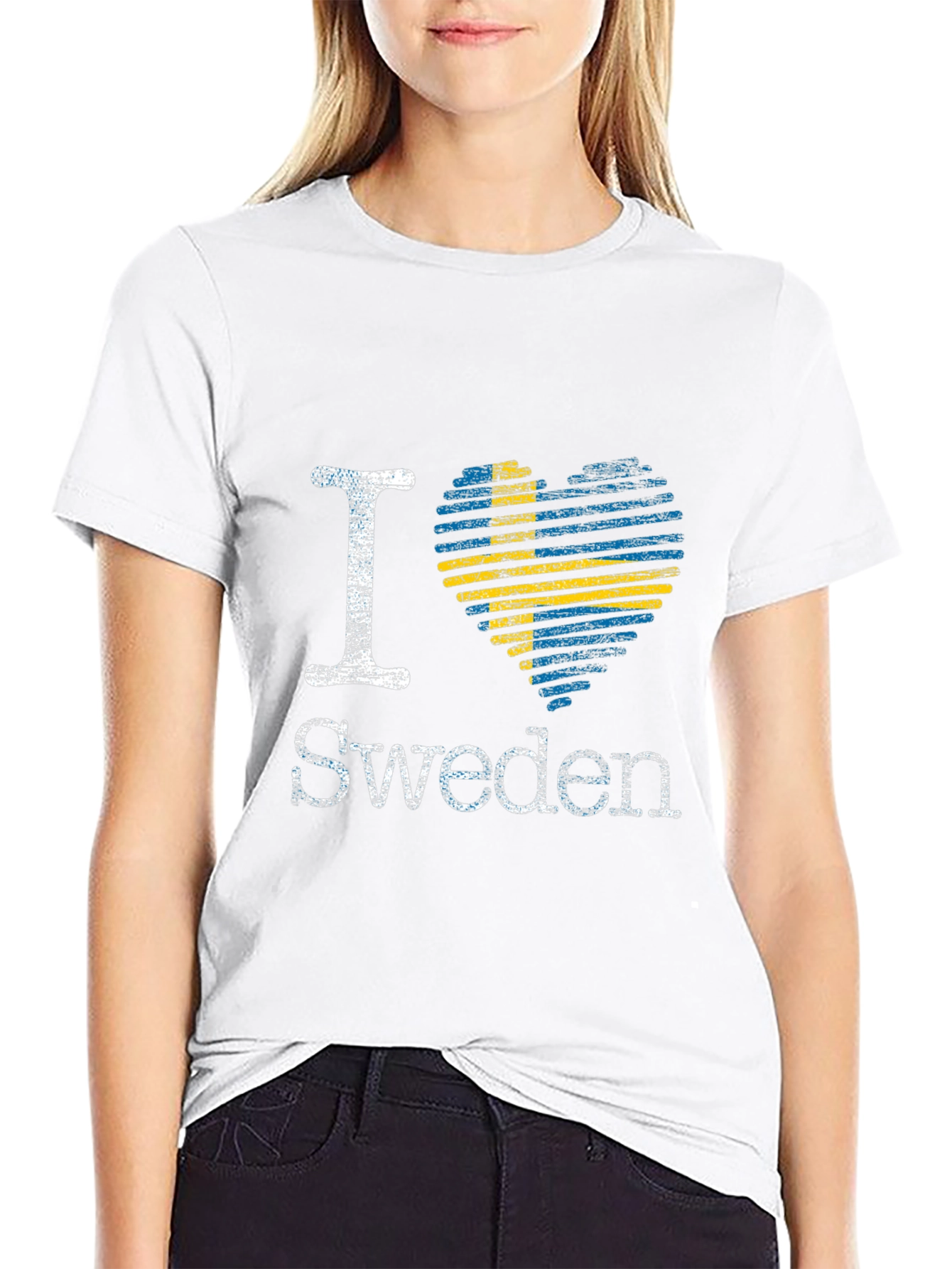 I Heart Sweden Tee - Flag Heart Design