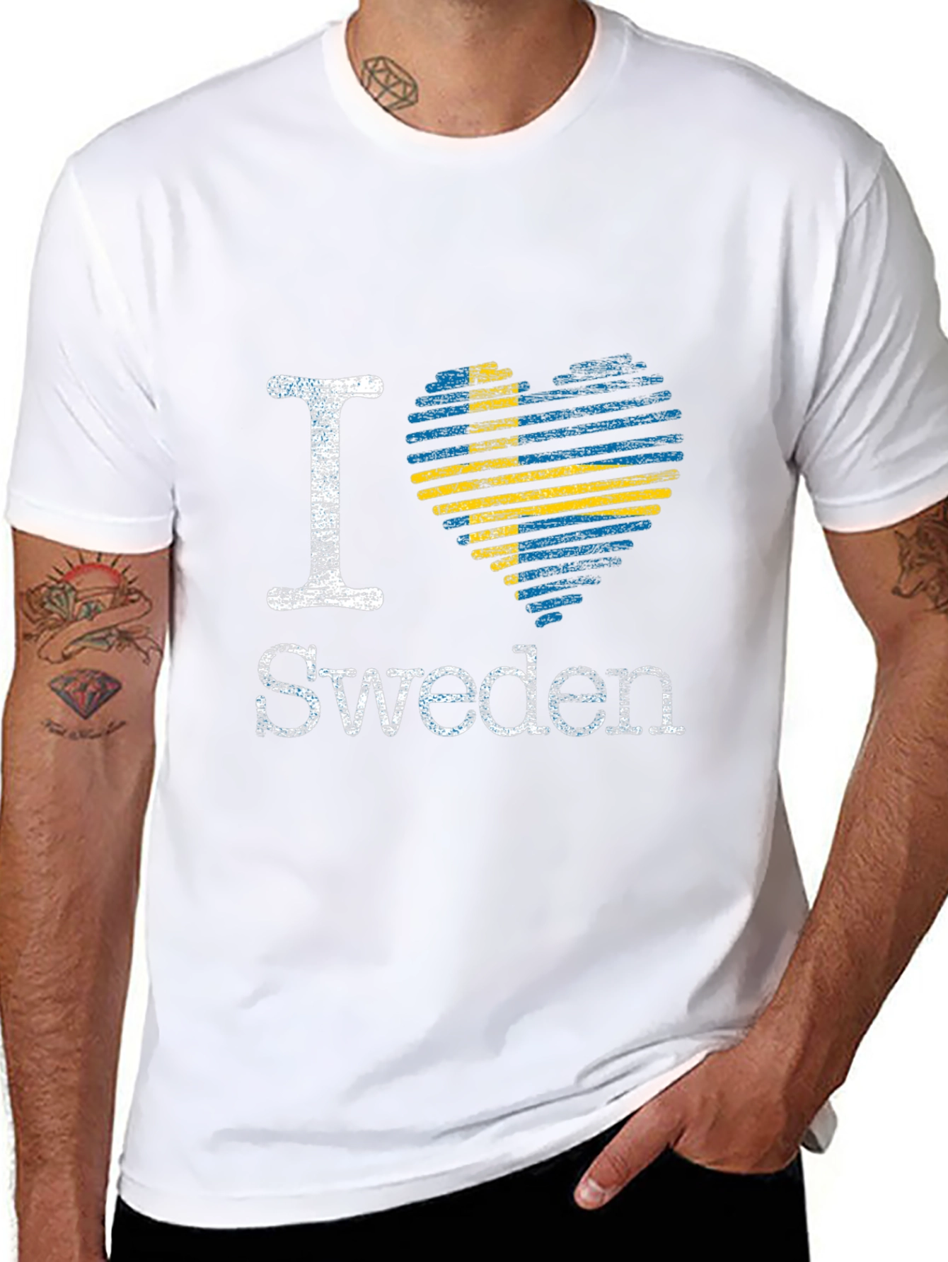I Heart Sweden Tee - Flag Heart Design