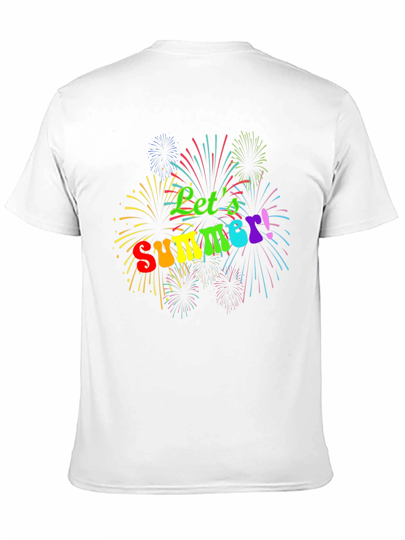 Lets Summer! Black Tee with Fireworks Design