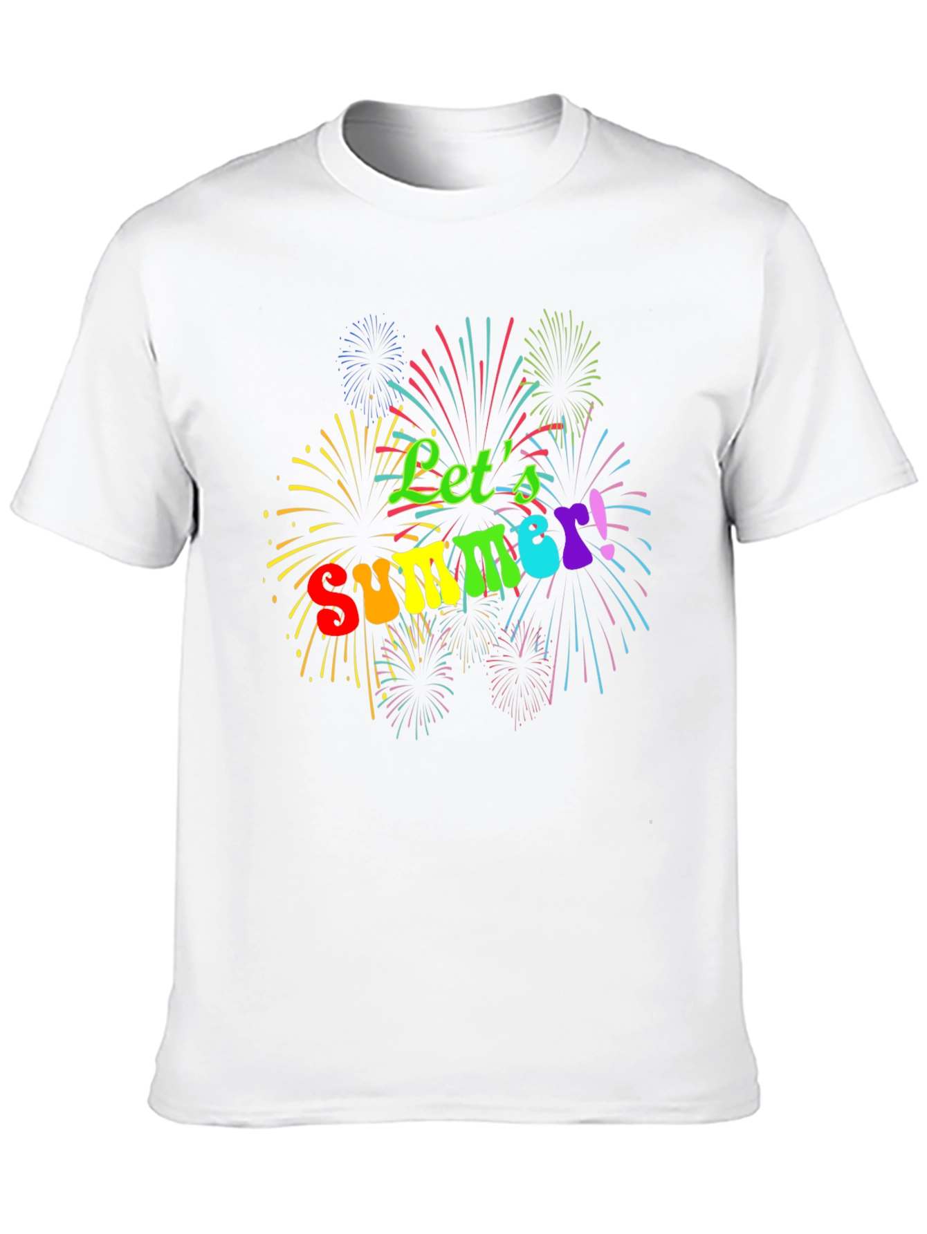 Lets Summer! Black Tee with Fireworks Design