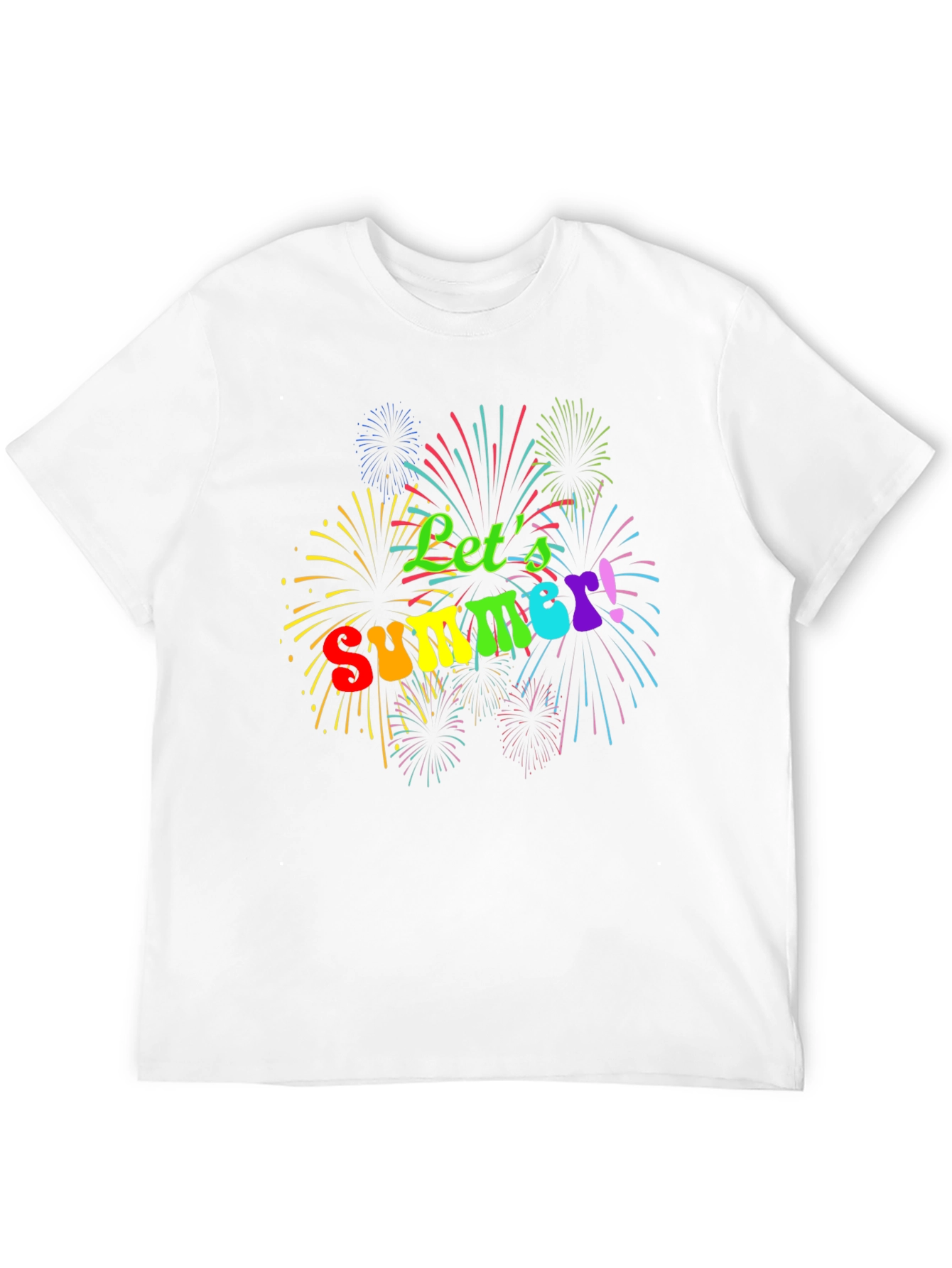 Lets Summer! Black Tee with Fireworks Design