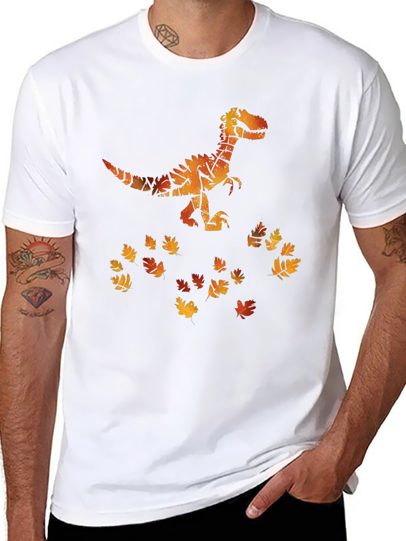 Dino Fall Leaves Graphic Tee