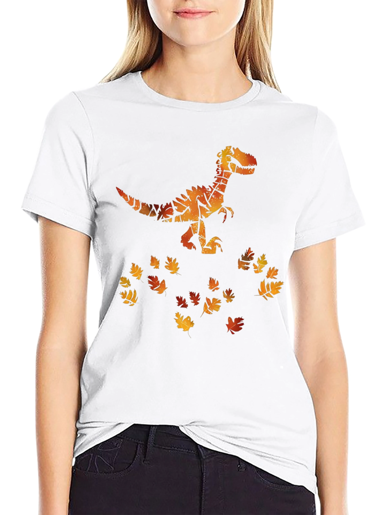 Dino Fall Leaves Graphic Tee