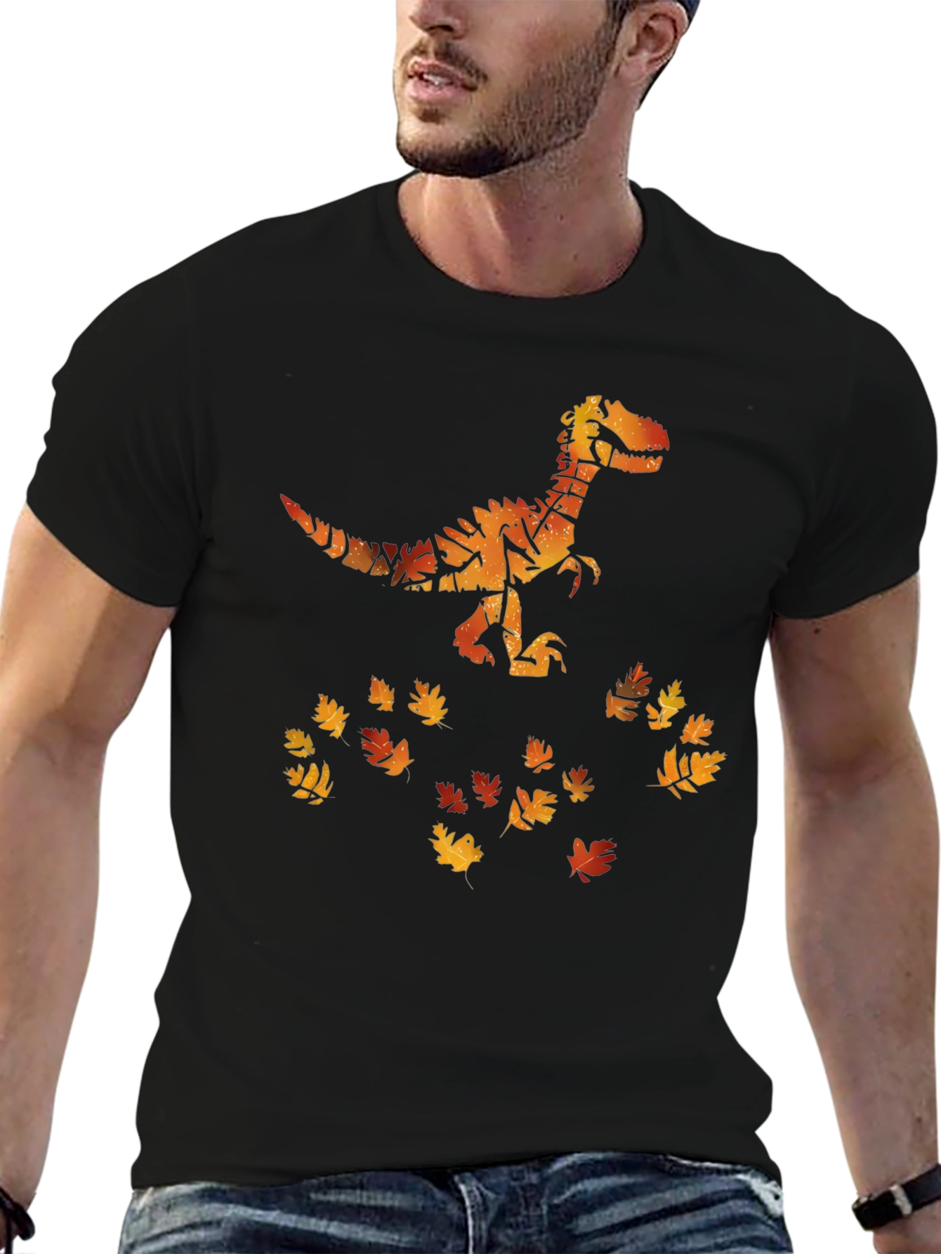 Dino Fall Leaves Graphic Tee
