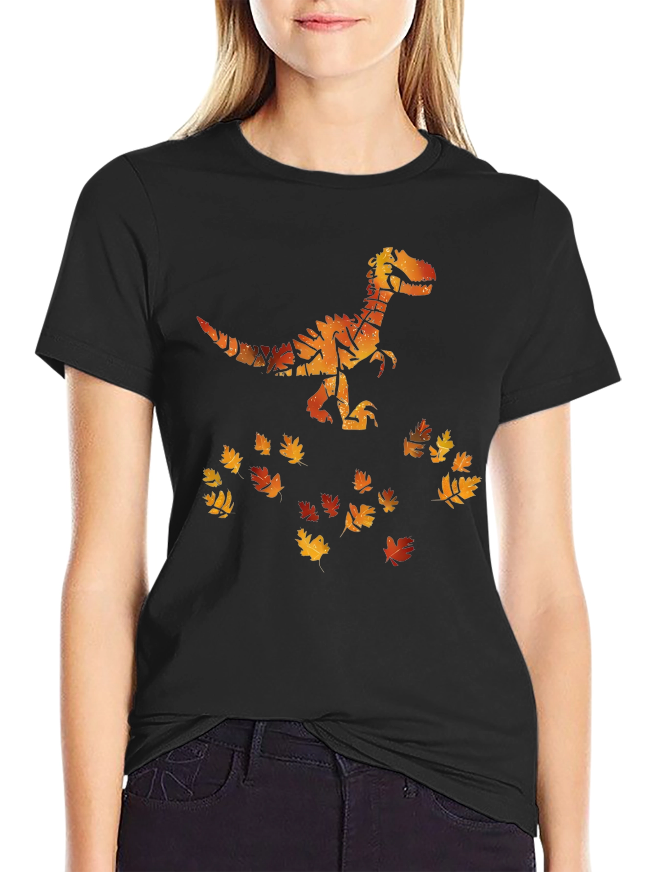 Dino Fall Leaves Graphic Tee