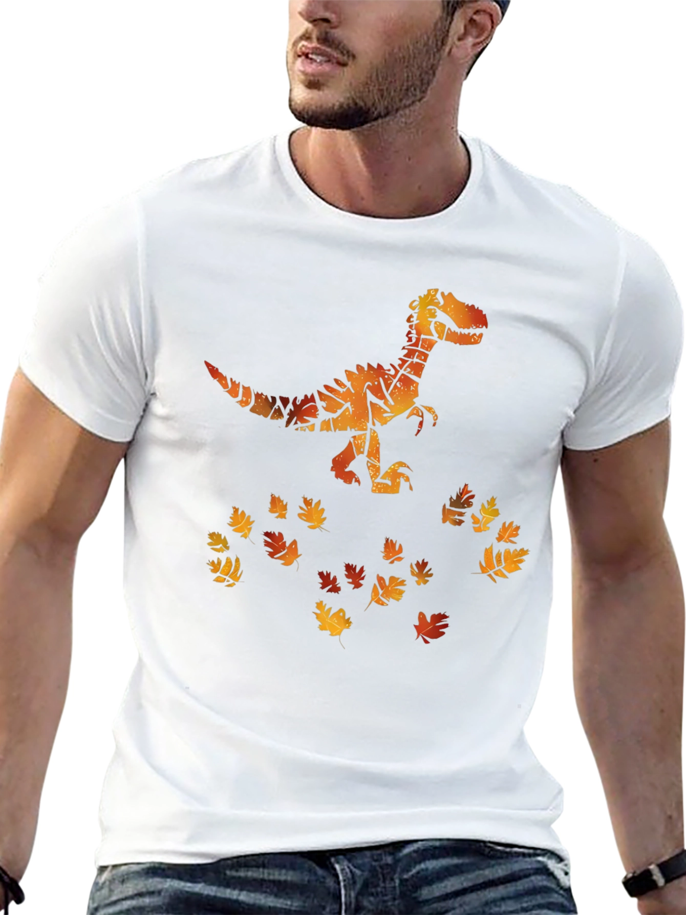 Dino Fall Leaves Graphic Tee