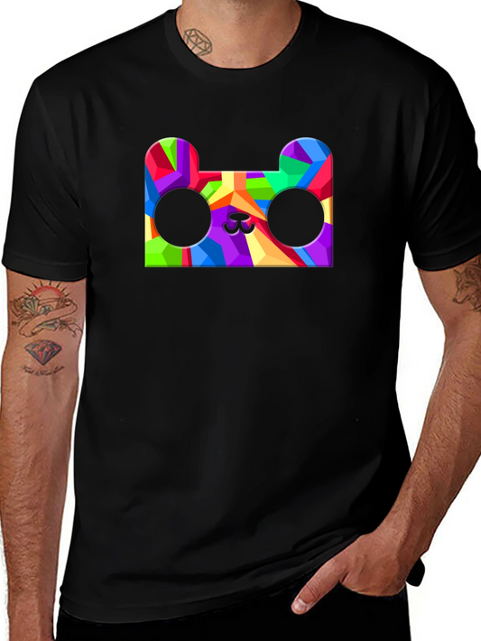Geometric Bear Head Graphic Tee - Mens Black T-Shirt