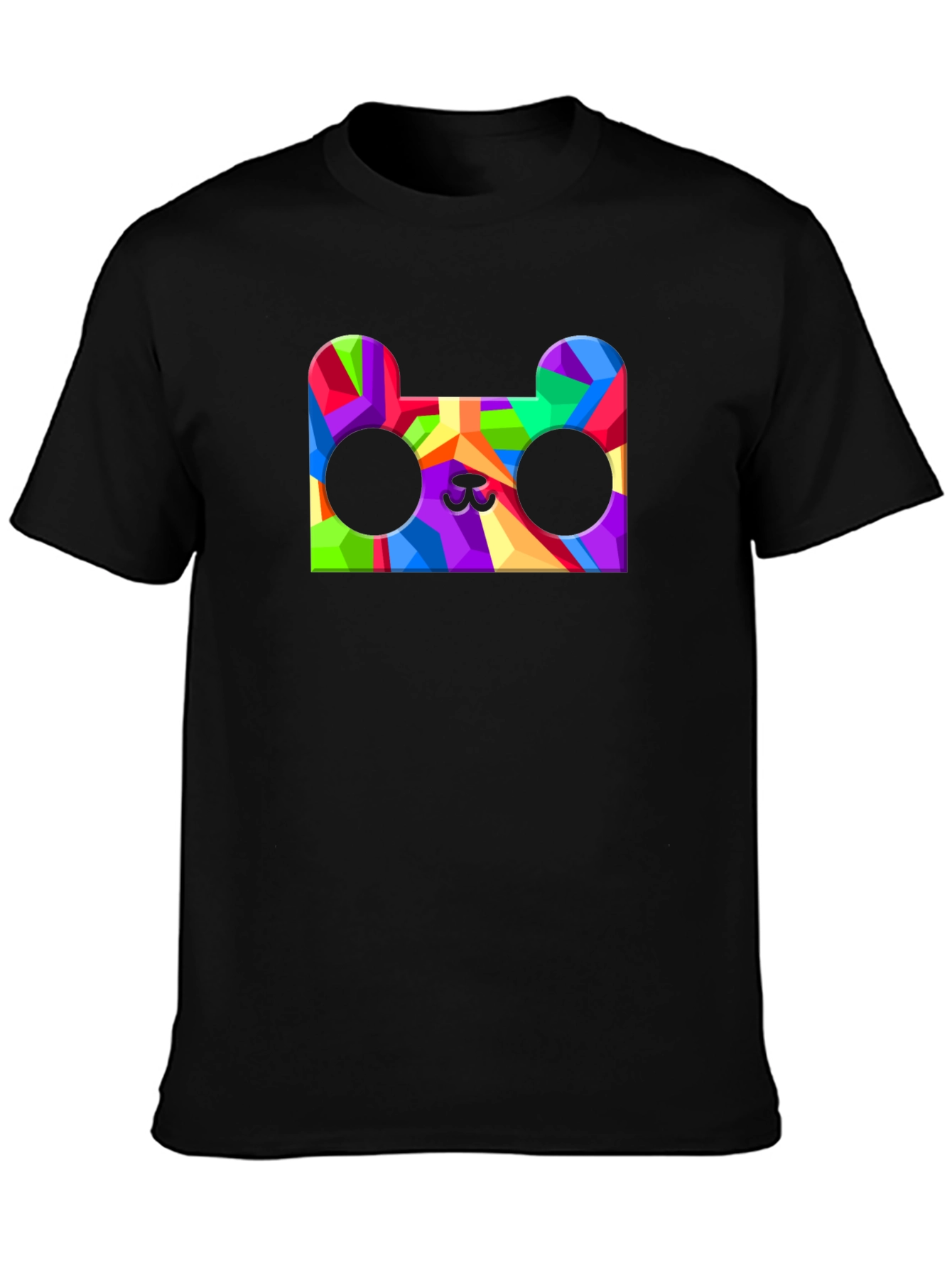 Geometric Bear Head Graphic Tee - Mens Black T-Shirt
