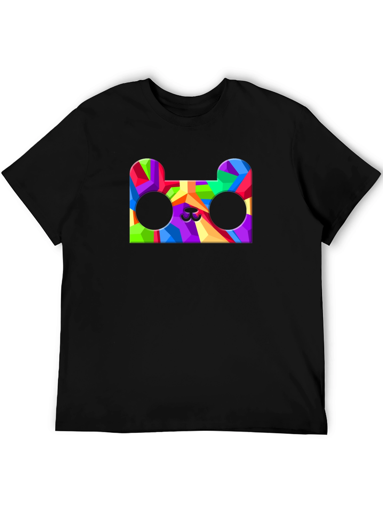 Geometric Bear Head Graphic Tee - Mens Black T-Shirt