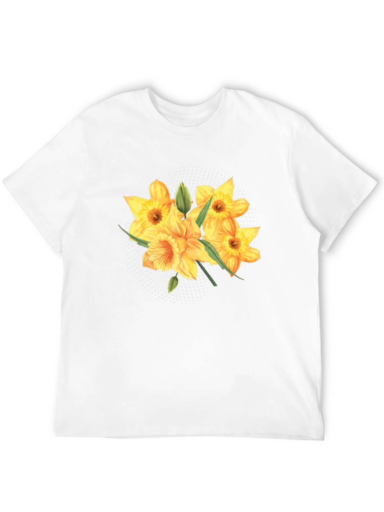 Floral Daffodil Print Black T-Shirt