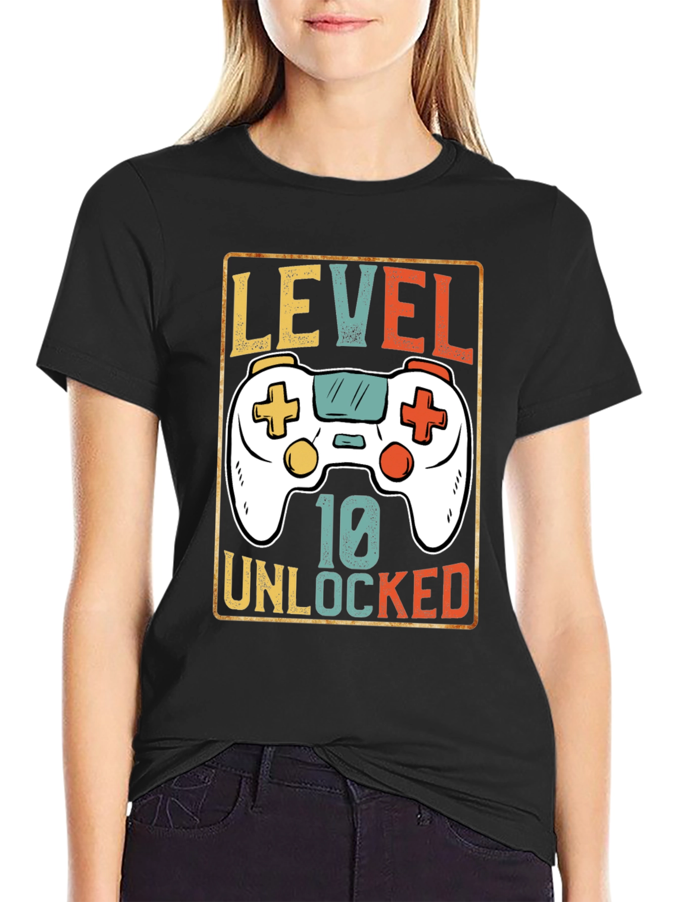 Level 10 Unlocked Gamer T-Shirt - Black