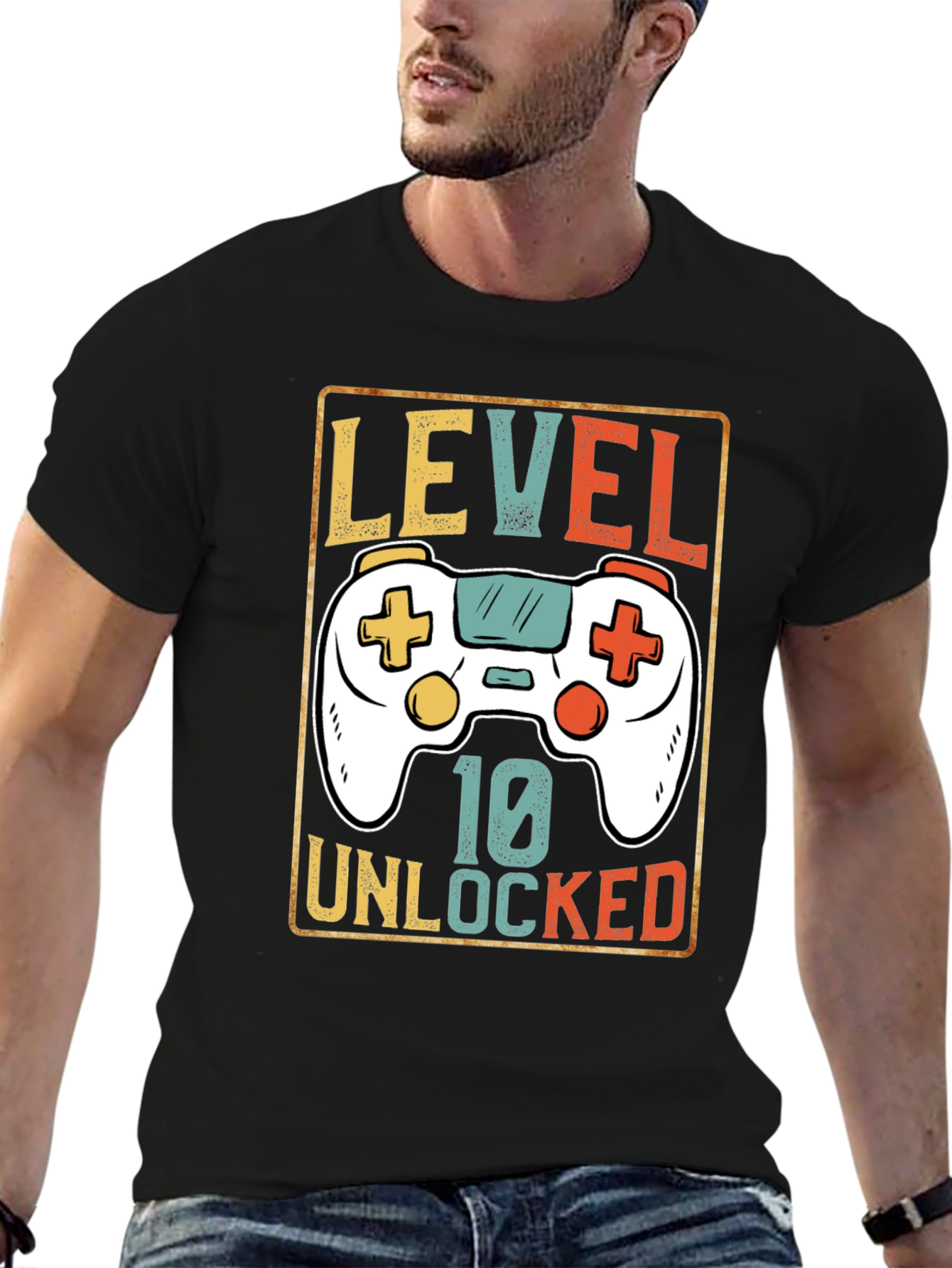 Level 10 Unlocked Gamer T-Shirt - Black