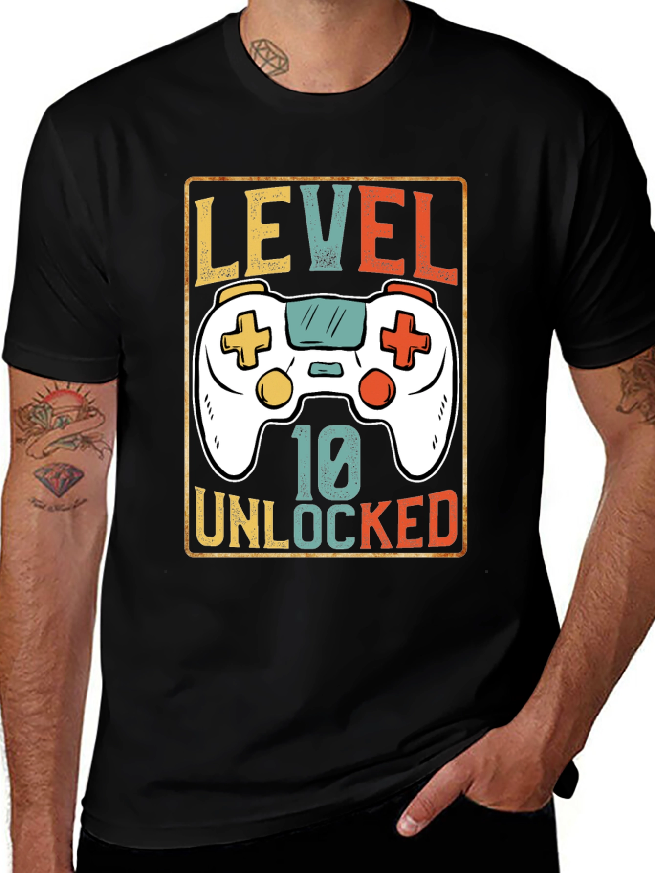 Level 10 Unlocked Gamer T-Shirt - Black