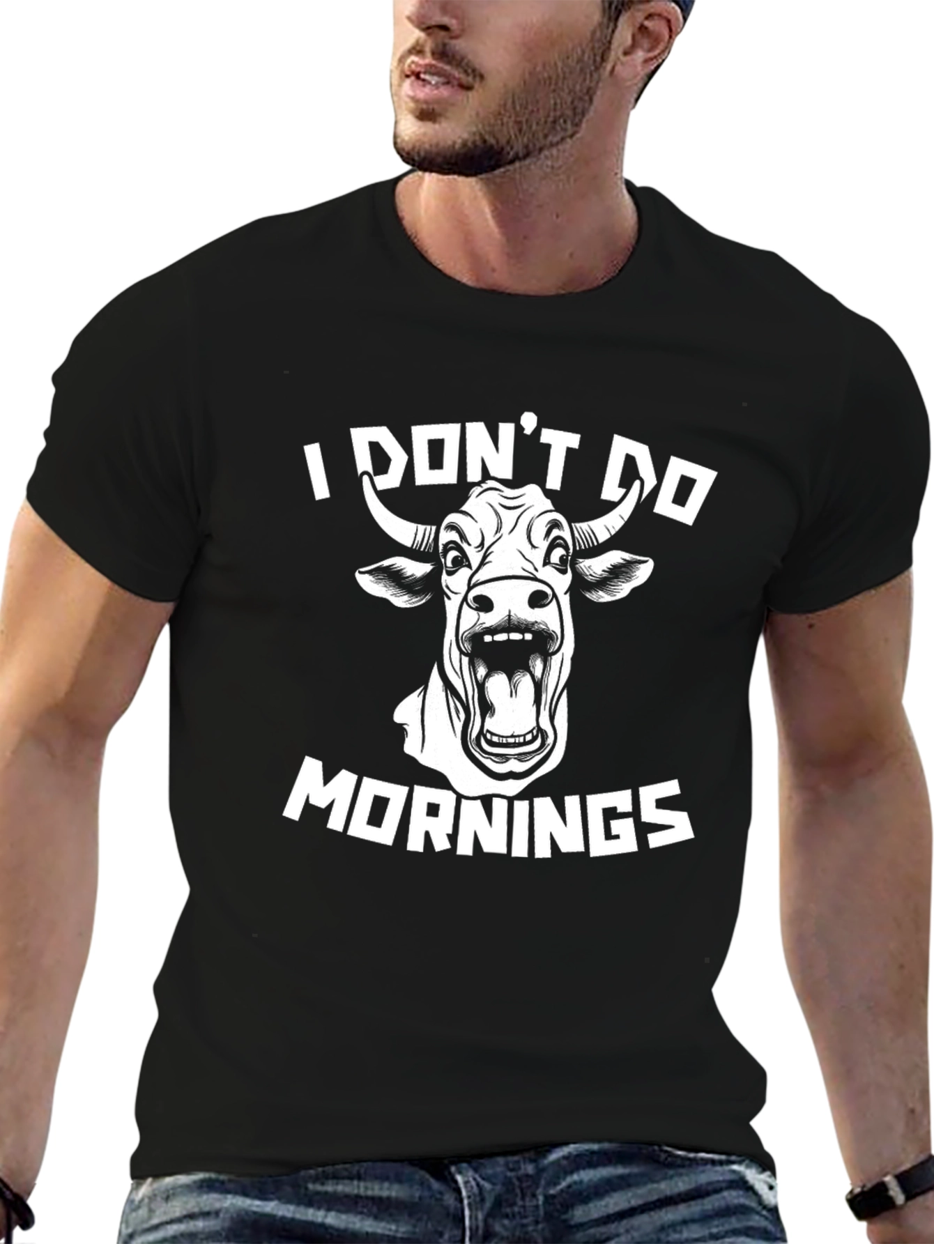 I Dont Do Mornings Cow Graphic Tee