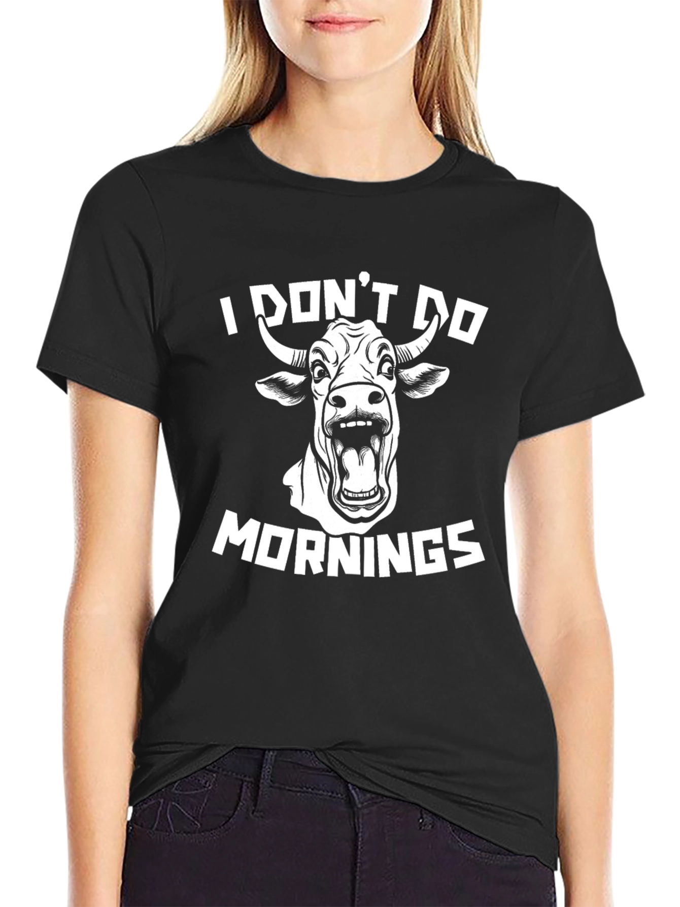 I Dont Do Mornings Cow Graphic Tee