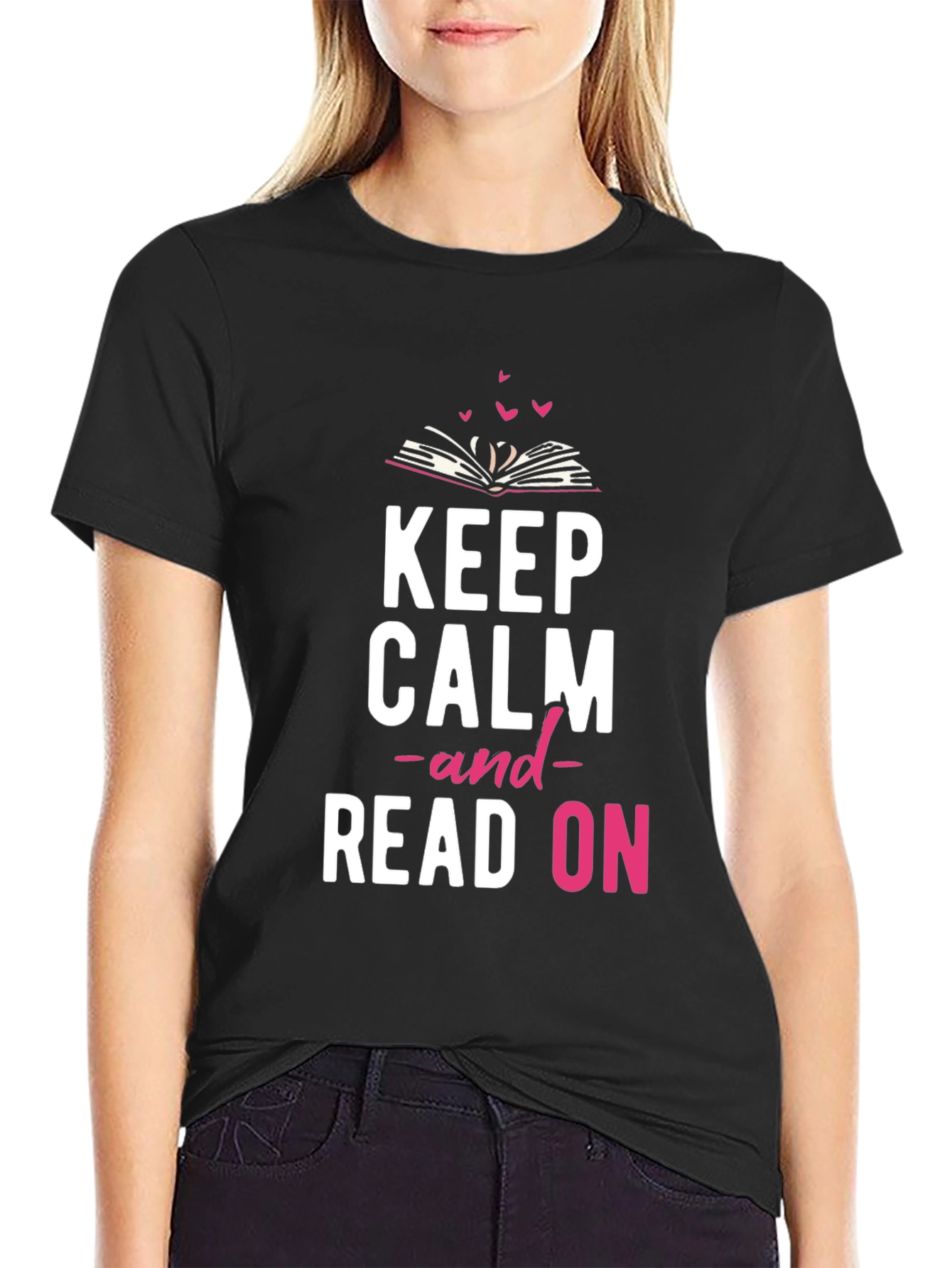 Keep Calm and Read On Black T-Shirt