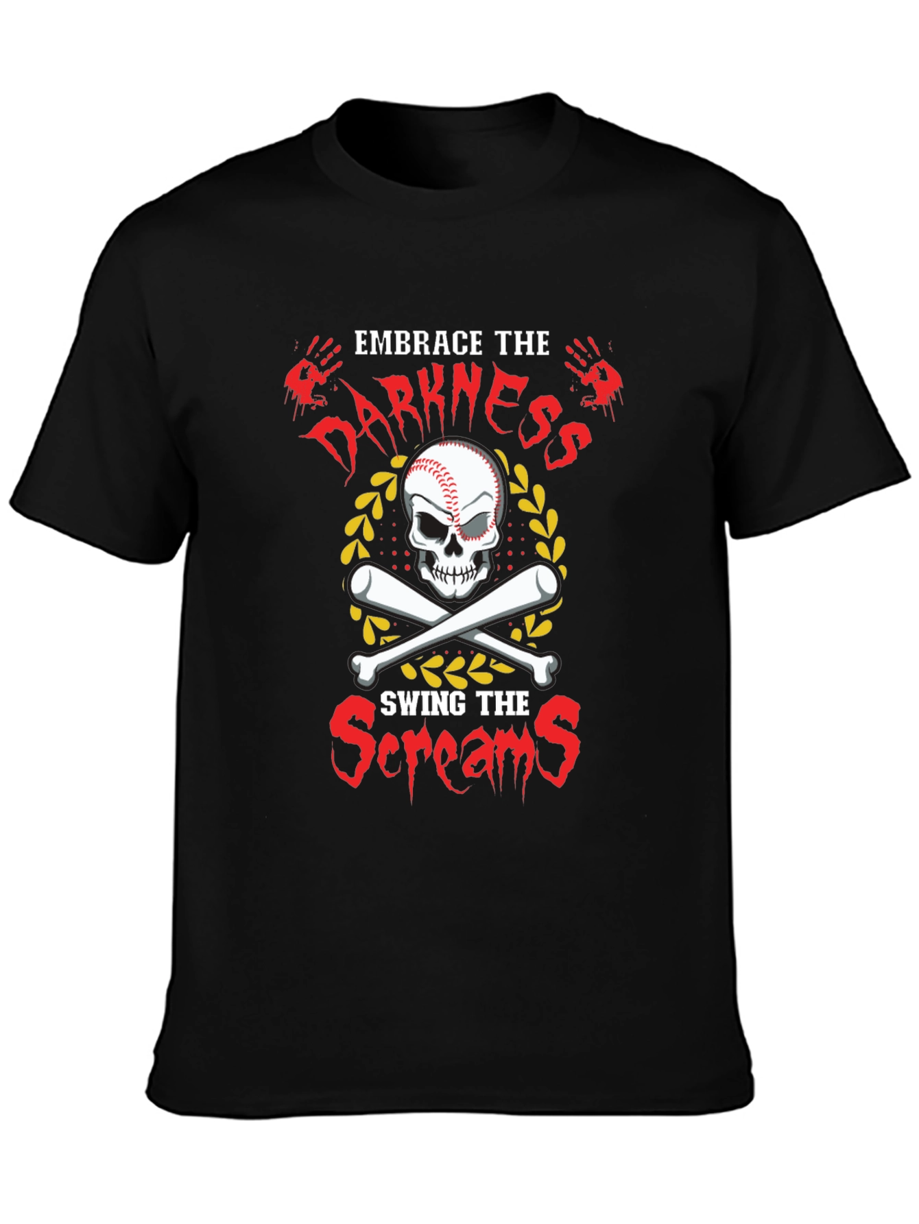 Embrace The Darkness Baseball Graphic T-Shirt