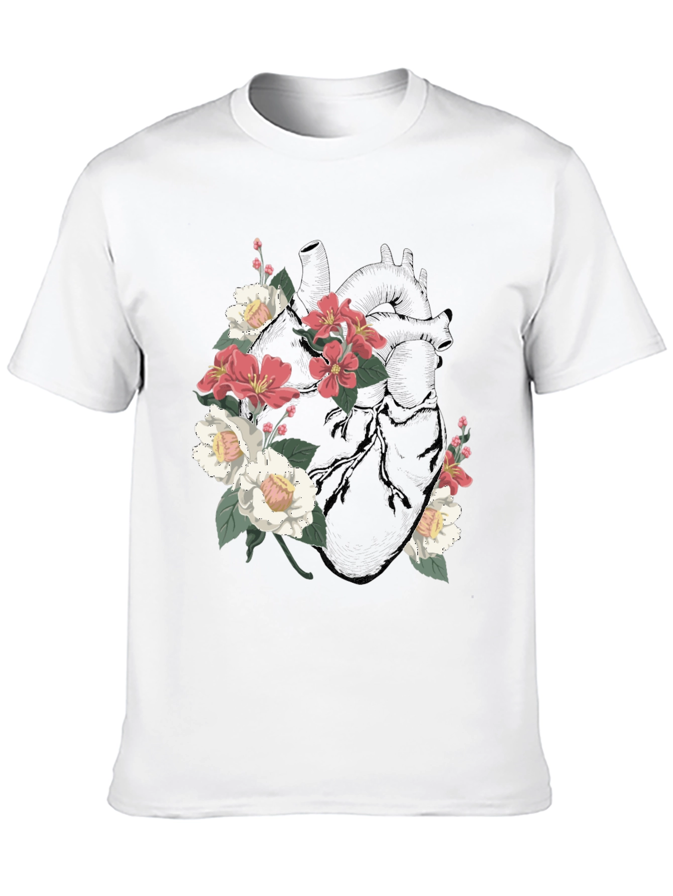 Floral Heart Graphic T-Shirt - Black