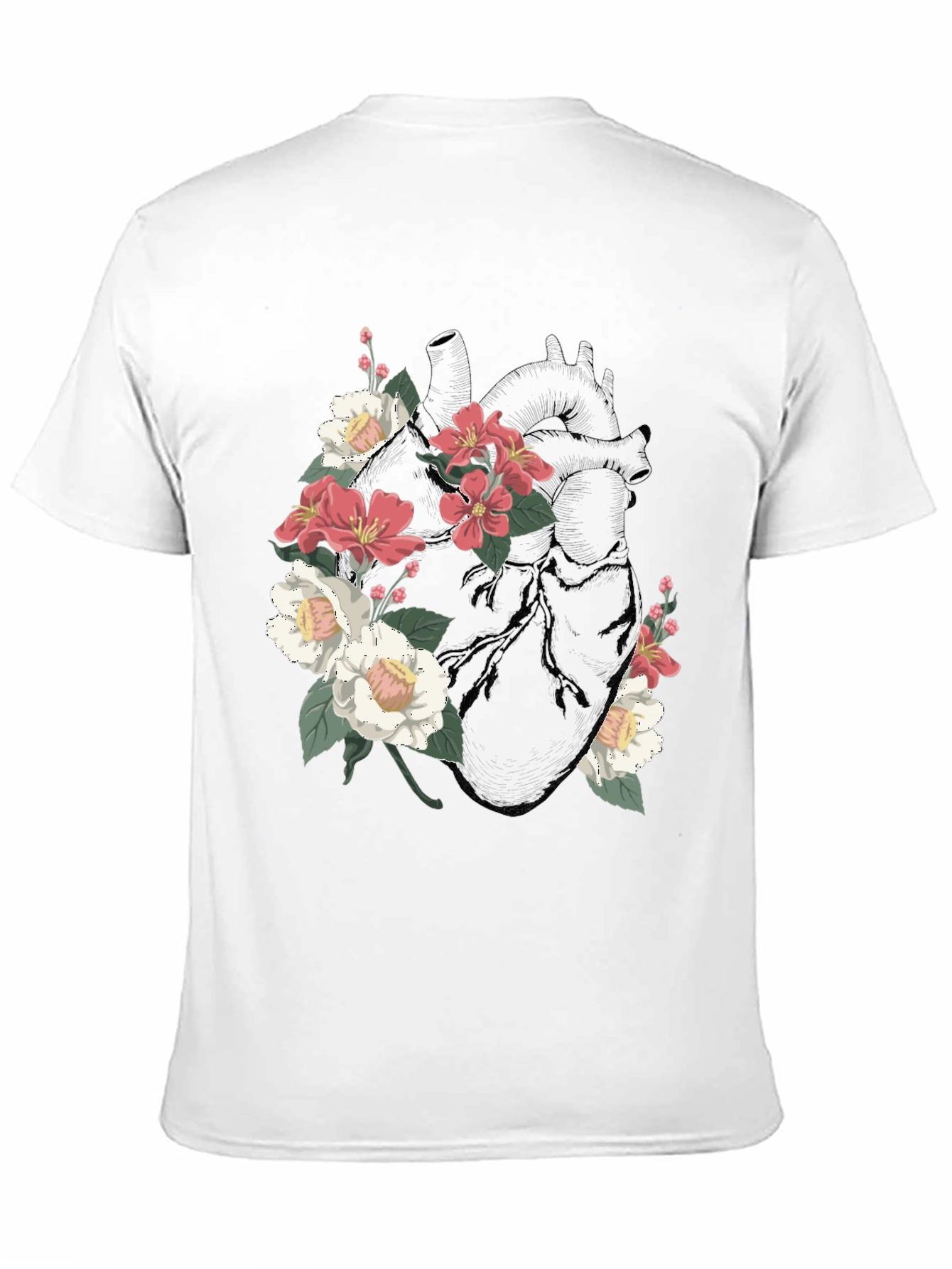 Floral Heart Graphic T-Shirt - Black