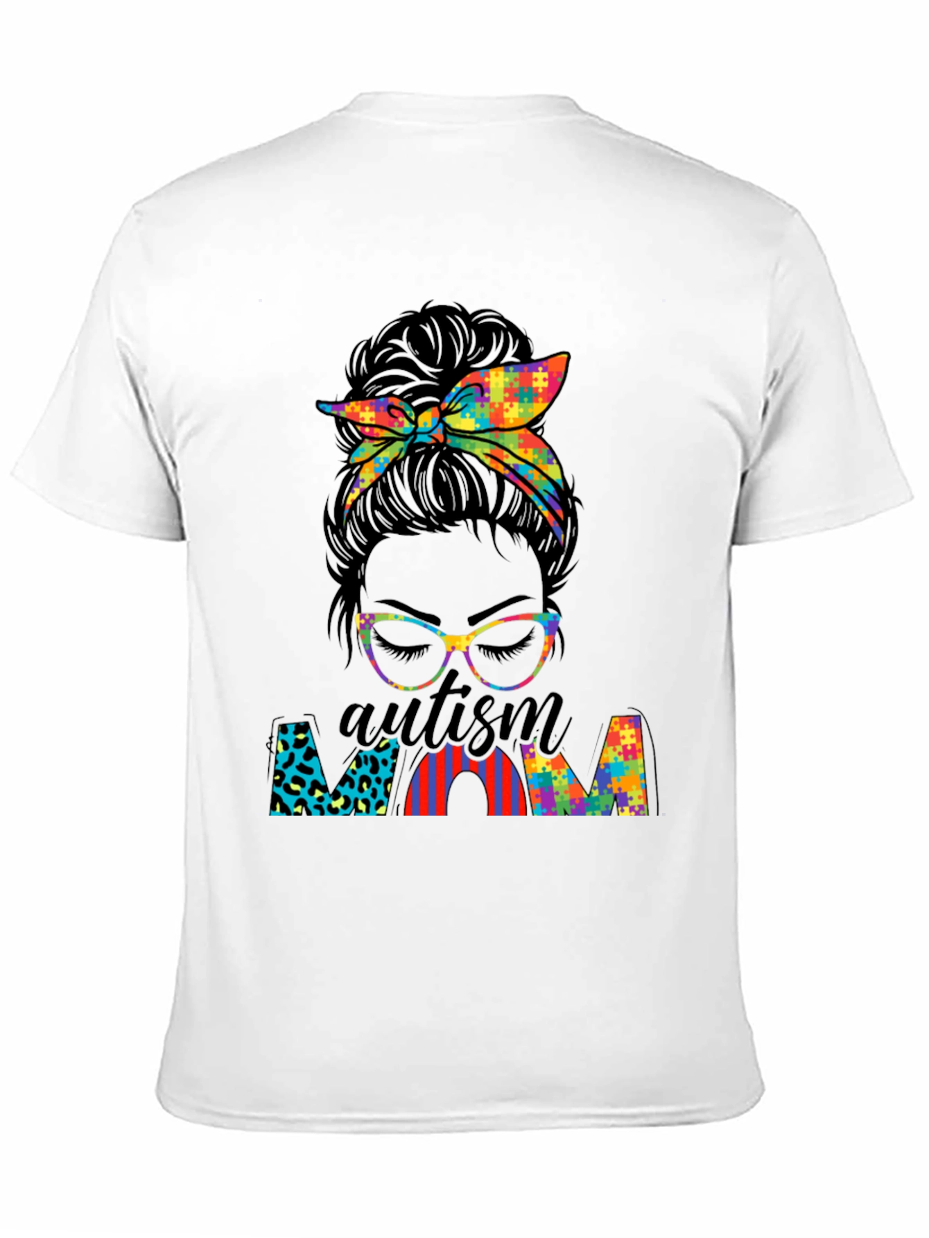 Autism Mom Messy Bun T-Shirt