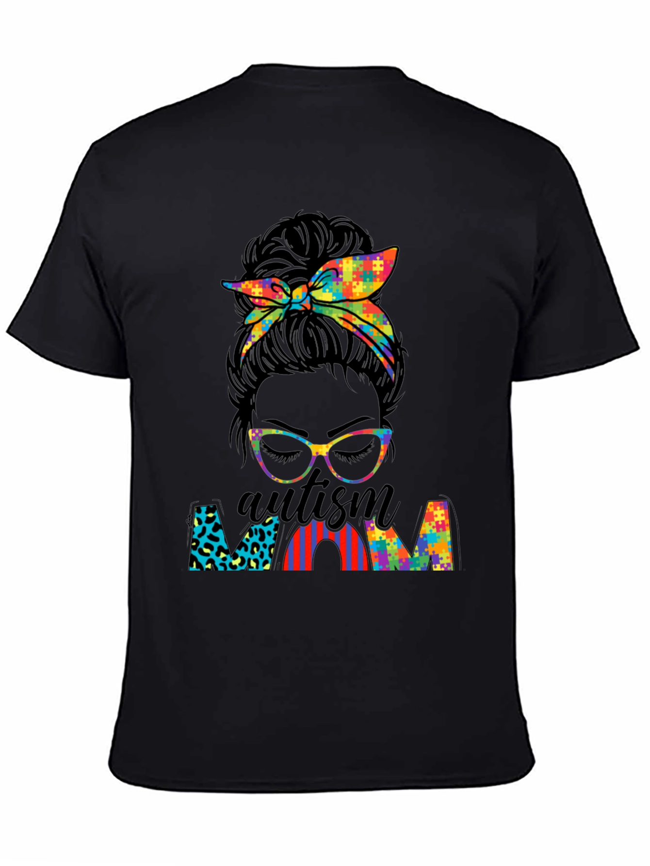 Autism Mom Messy Bun T-Shirt