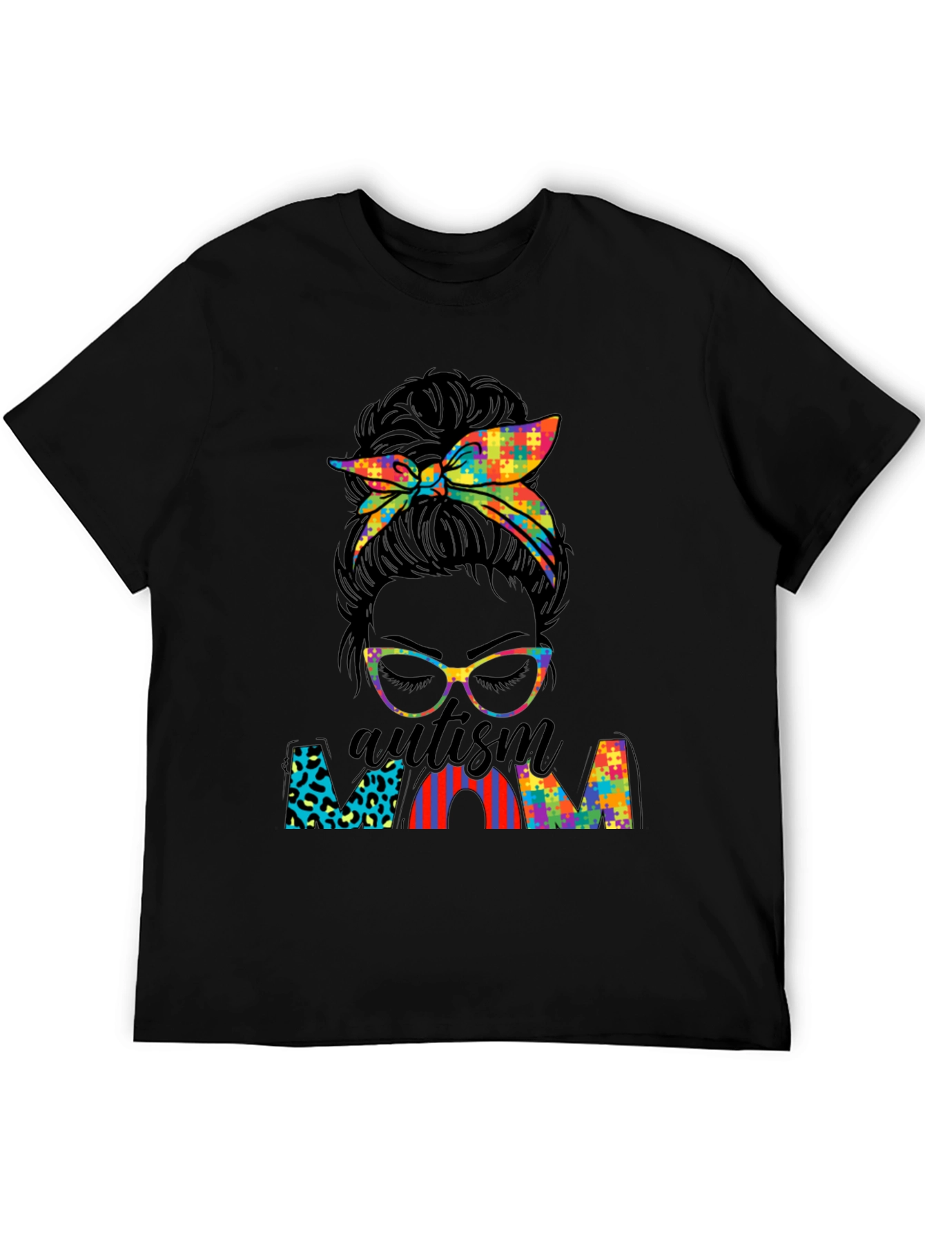 Autism Mom Messy Bun T-Shirt