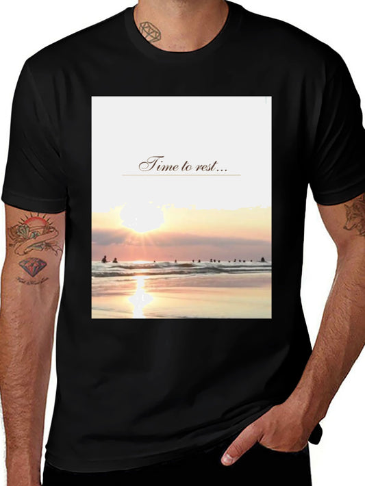 Time to Rest Graphic Tee - Beach Sunset Design