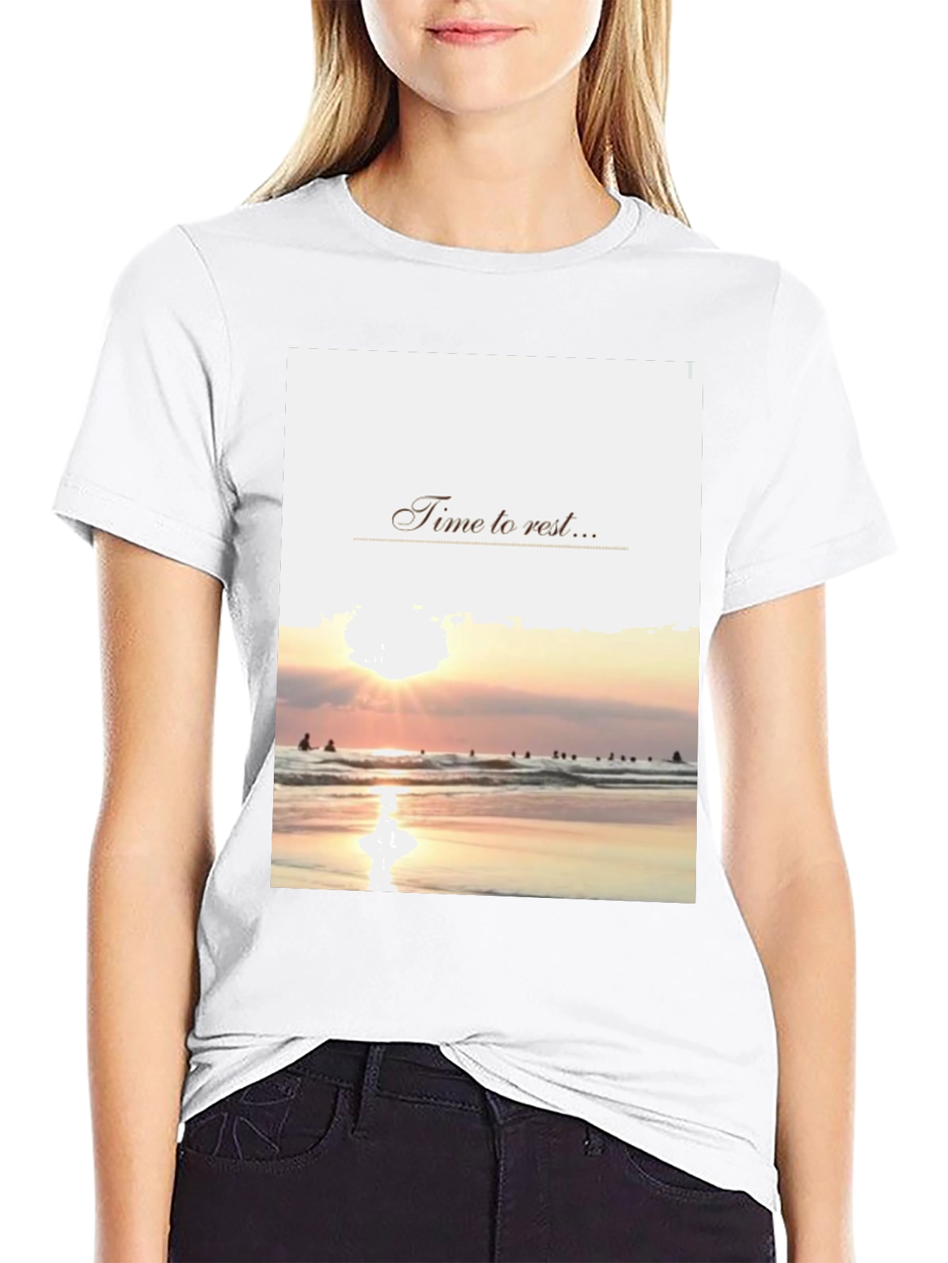Time to Rest Graphic Tee - Beach Sunset Design
