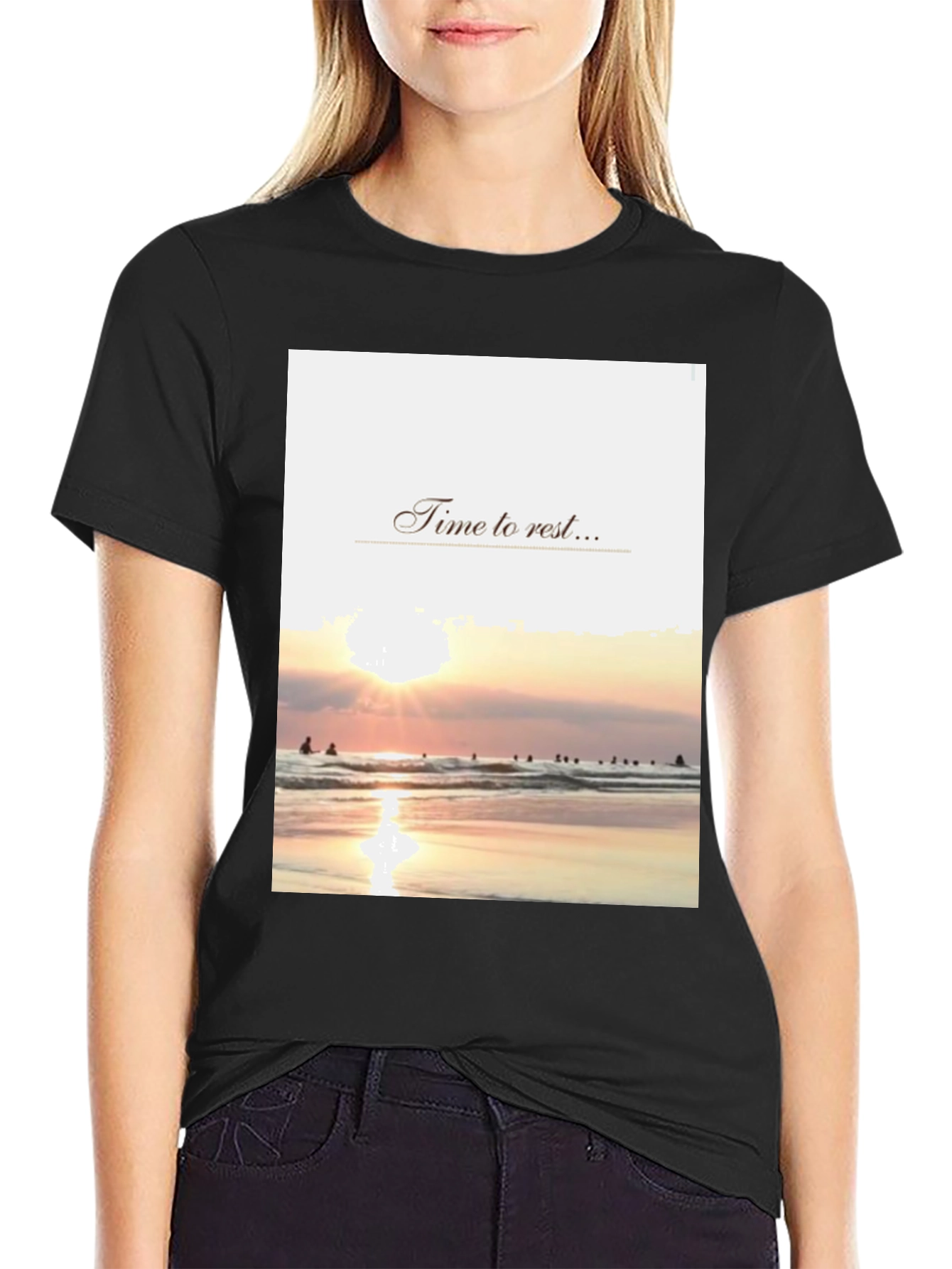 Time to Rest Graphic Tee - Beach Sunset Design