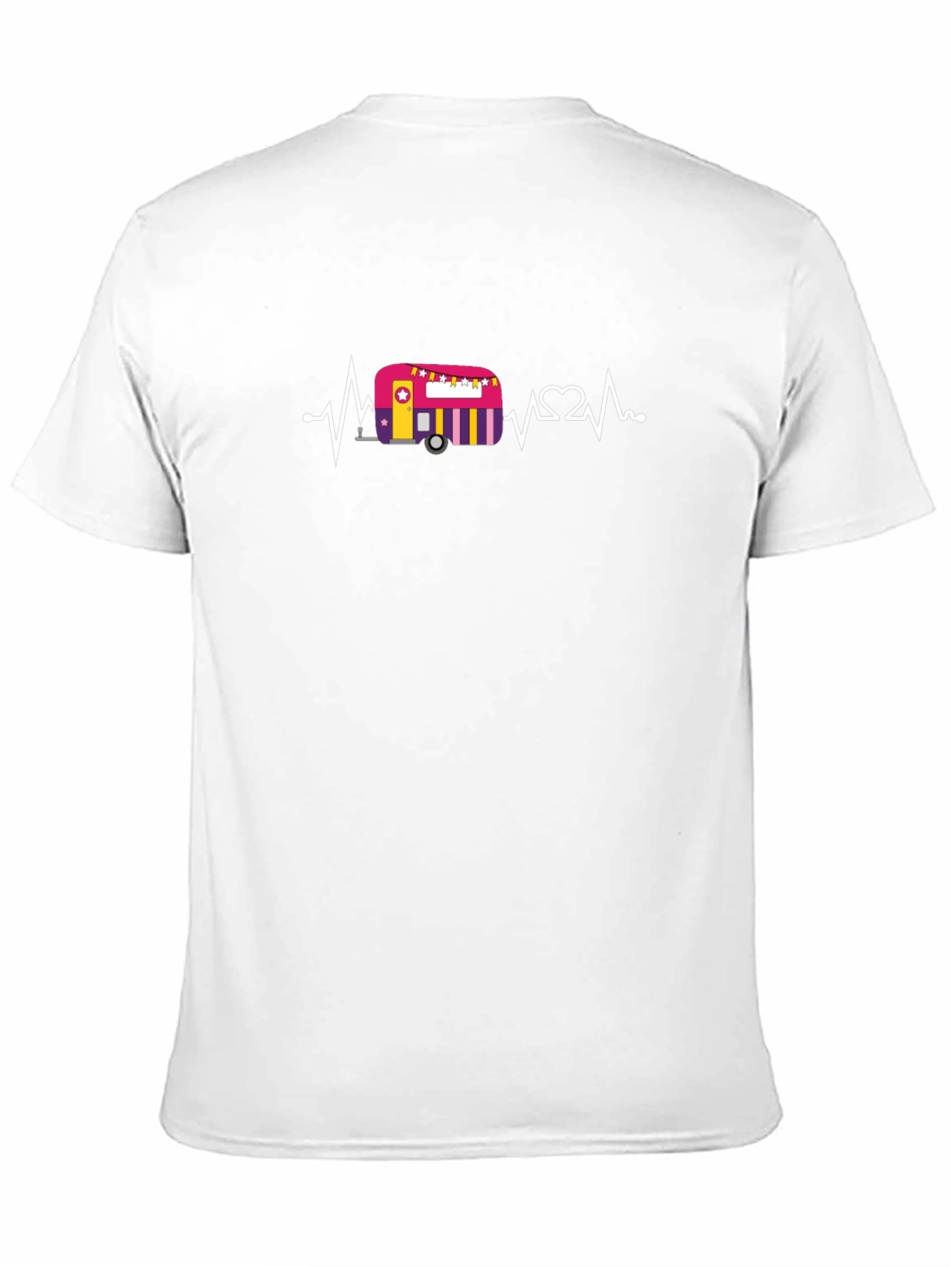 Camper Heartbeat Black T-Shirt - Road Trip Adventure